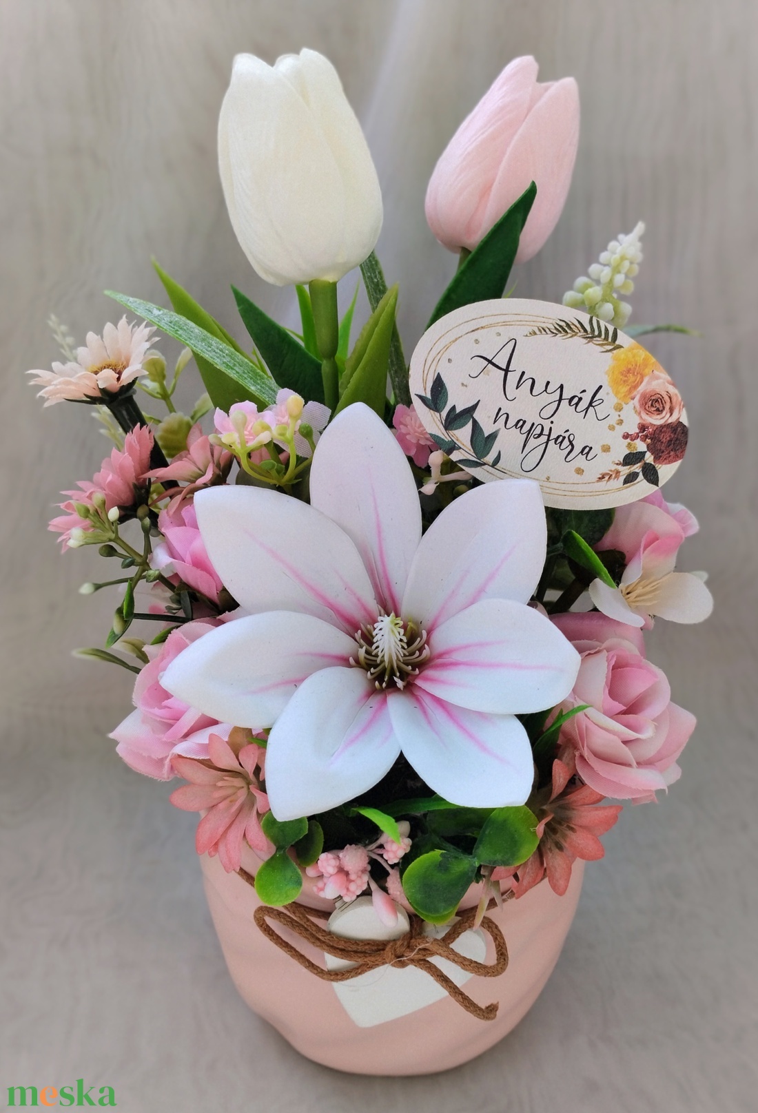 Rózsaszín kiskert asztaldísz  - otthon & életmód - dekoráció - asztal és polc dekoráció - asztaldísz - Meska.hu