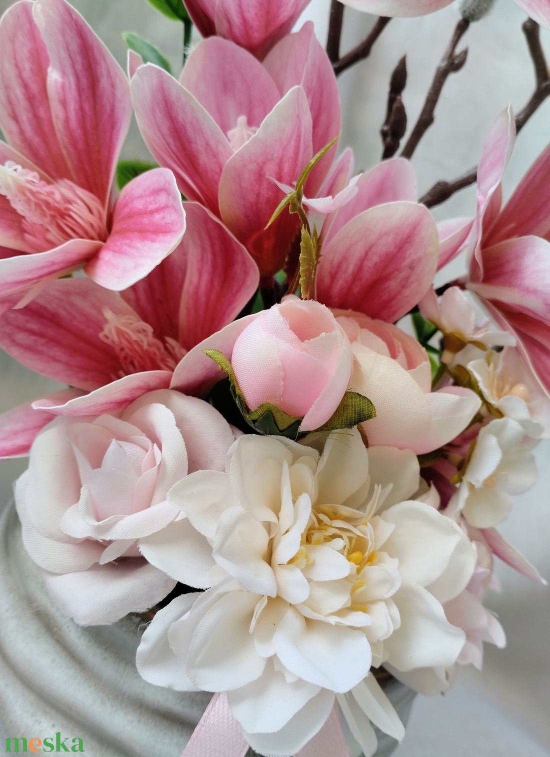 Pink magnóliás asztaldísz  - otthon & életmód - dekoráció - asztal és polc dekoráció - asztaldísz - Meska.hu