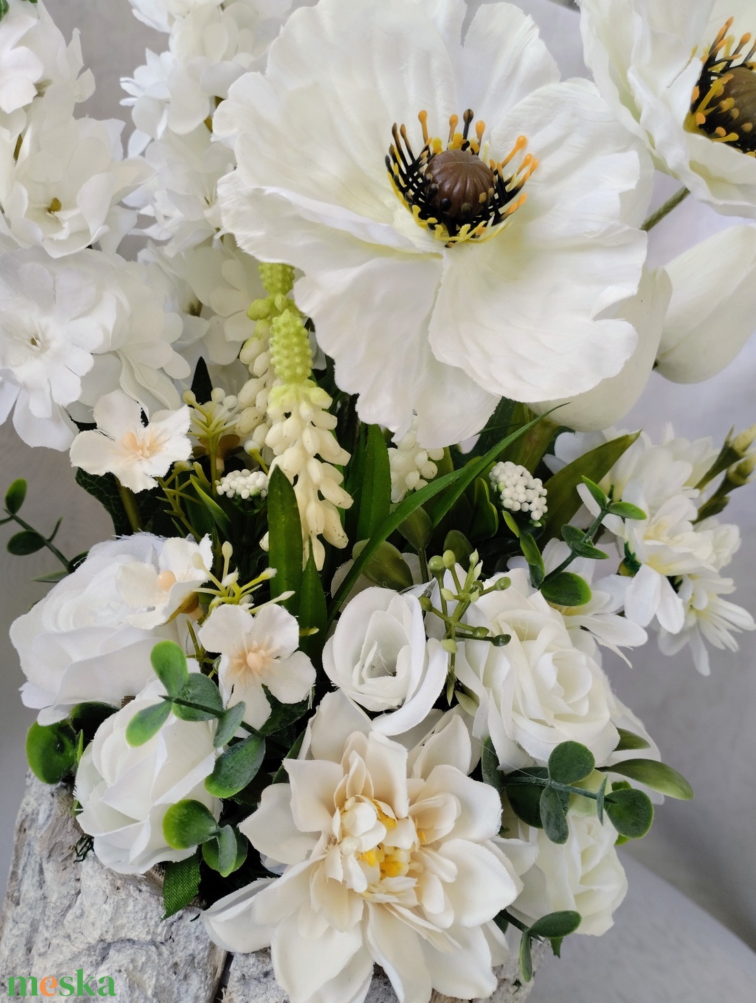 Fehér pipacsos asztaldísz  - otthon & életmód - dekoráció - asztal és polc dekoráció - asztaldísz - Meska.hu