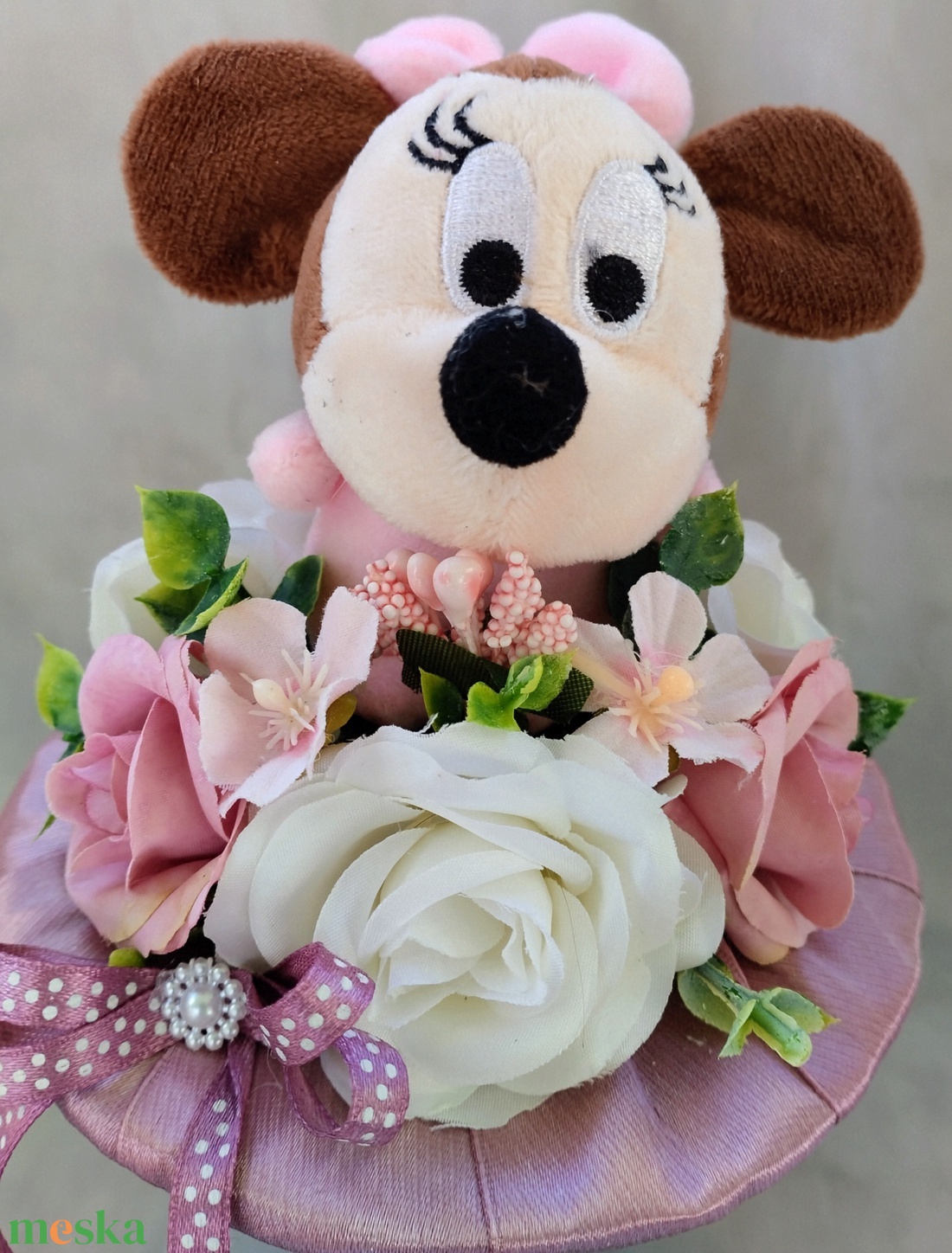 Minnie egeres ovis ballagási csokor (rózsaszín) - otthon & életmód - virágdekoráció - virágok - virágcsokor - Meska.hu