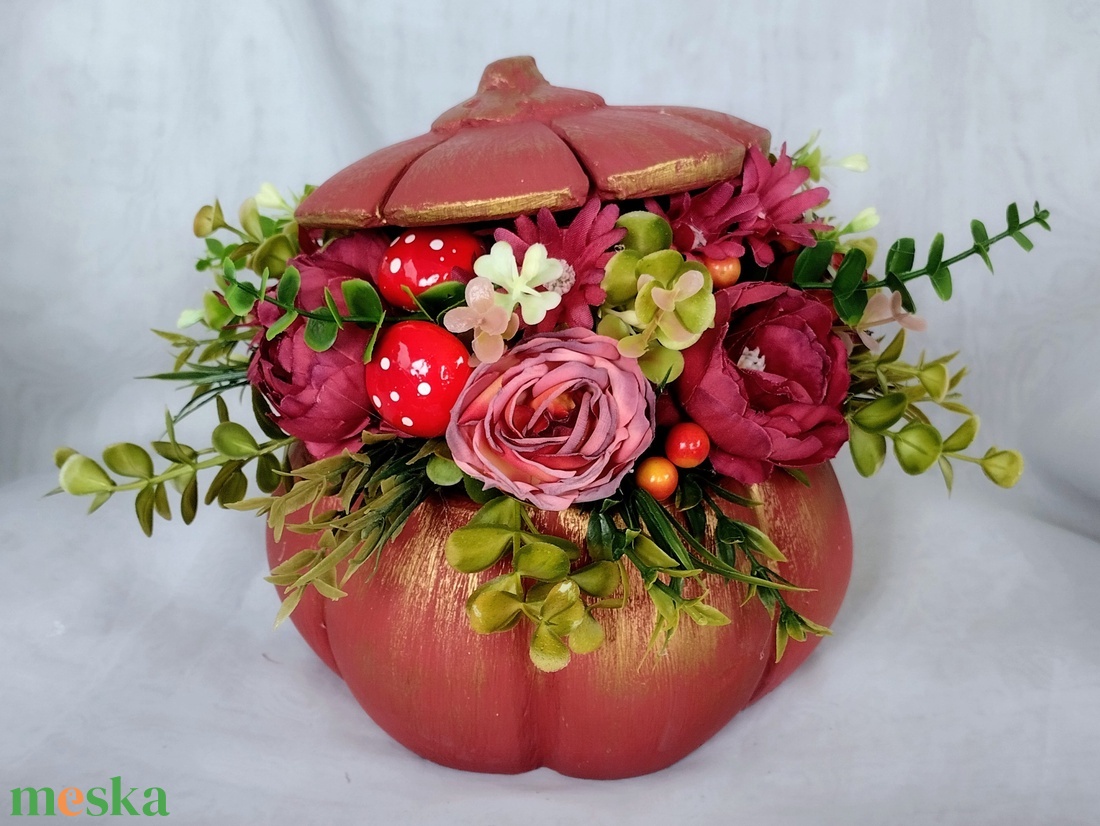 Bordó tök kaspós őszi asztaldísz  - otthon & életmód - dekoráció - asztal és polc dekoráció - asztaldísz - Meska.hu