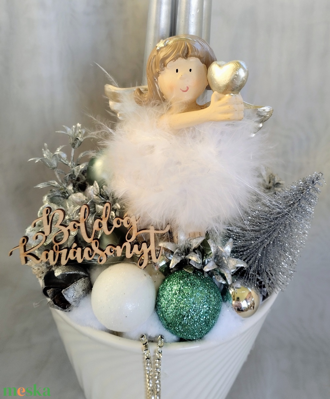 Angyalkás adventi asztaldísz - karácsony - adventi díszek - adventi asztaldísz - Meska.hu