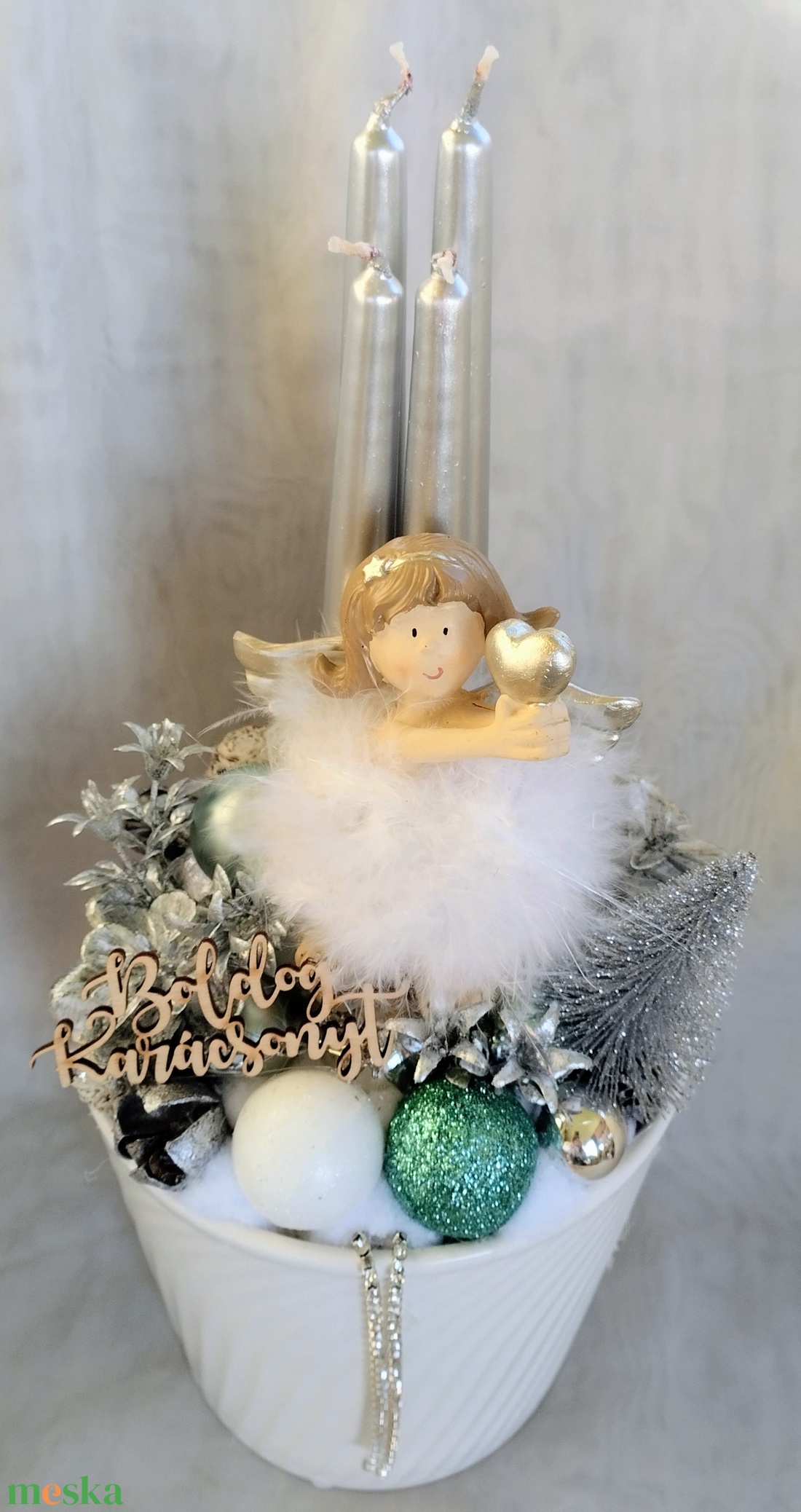 Angyalkás adventi asztaldísz - karácsony - adventi díszek - adventi asztaldísz - Meska.hu
