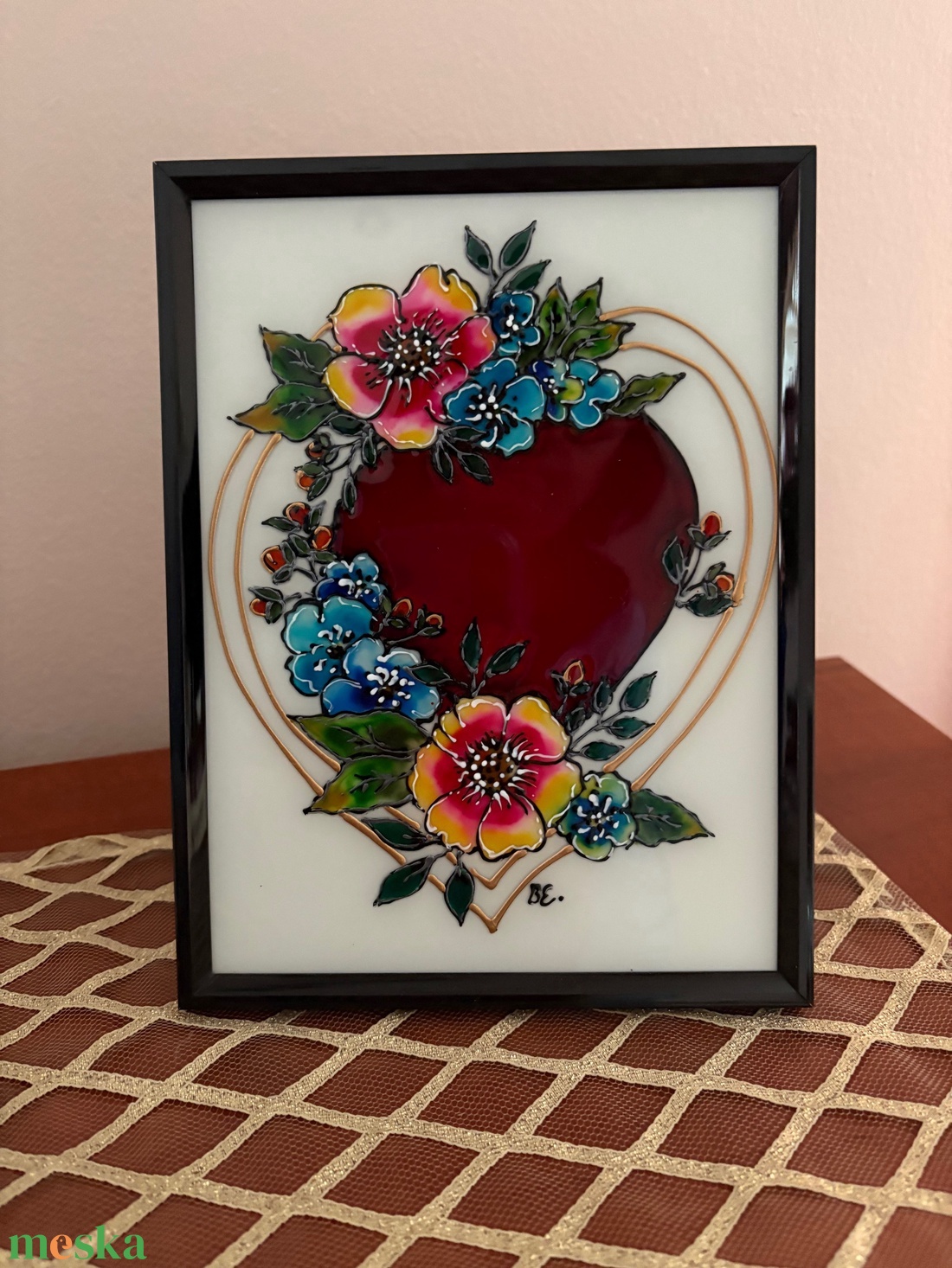 Üvegfestett keretes kép - otthon & életmód - dekoráció - dísztárgy - Meska.hu