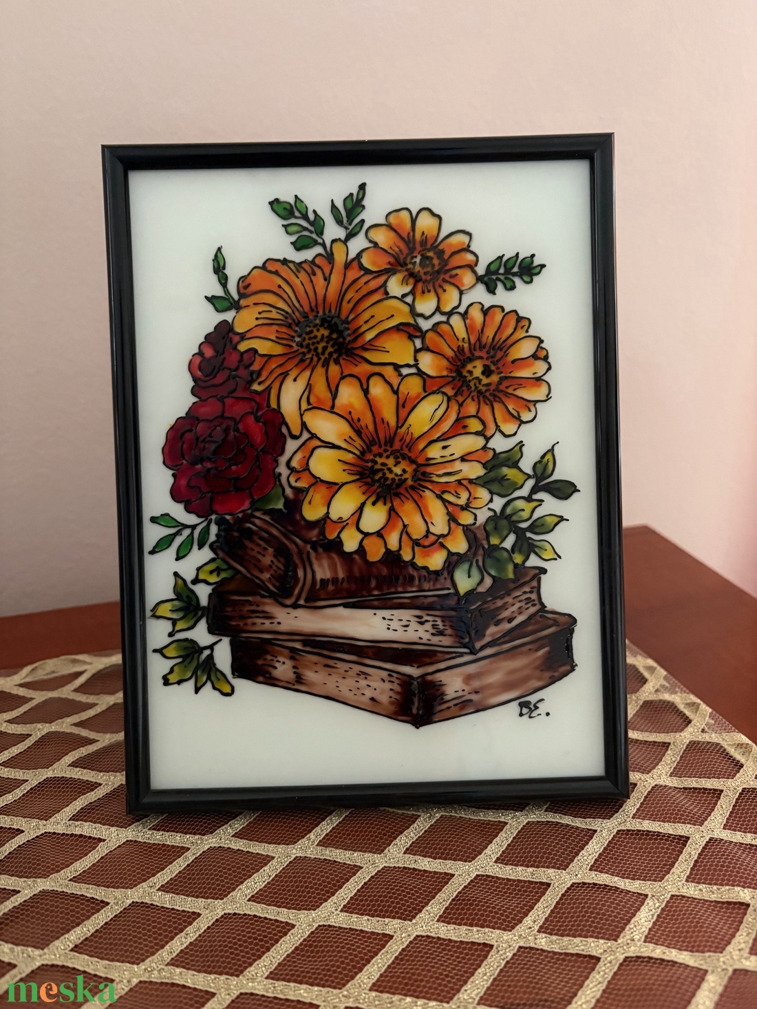 Üvegfestett keretes kép - művészet - festmény - üvegfestmény - Meska.hu
