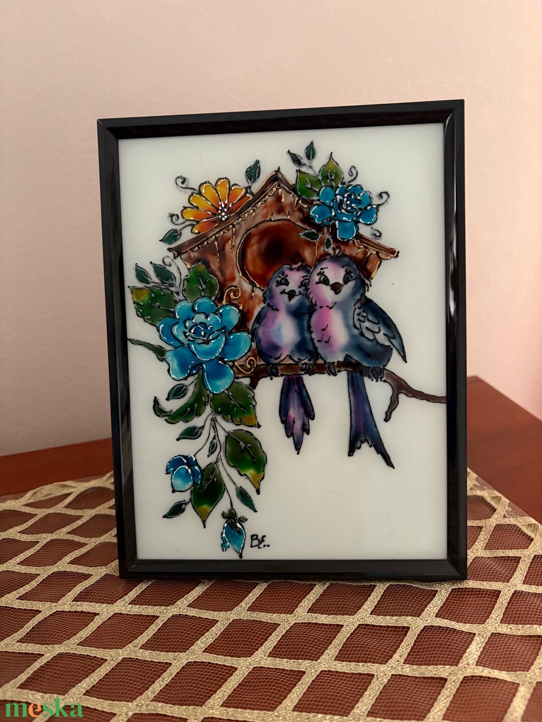 Üvegfestett keretes kép - művészet - festmény - üvegfestmény - Meska.hu