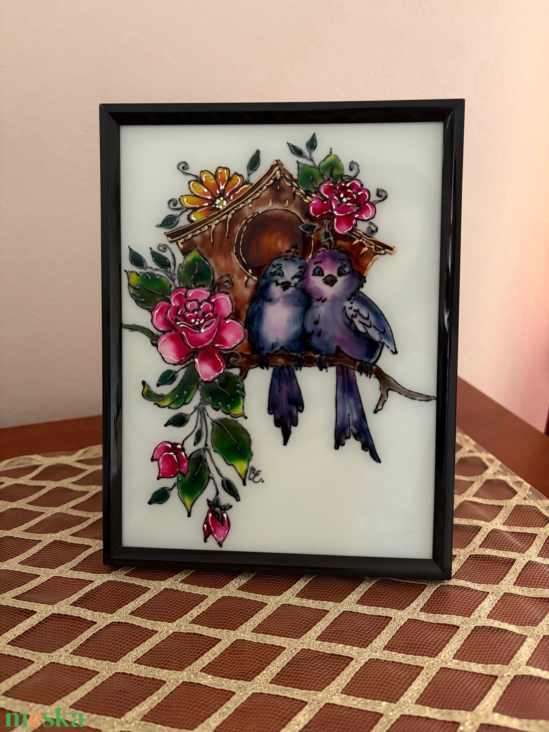 Üvegfestett keretes kép - művészet - festmény - üvegfestmény - Meska.hu