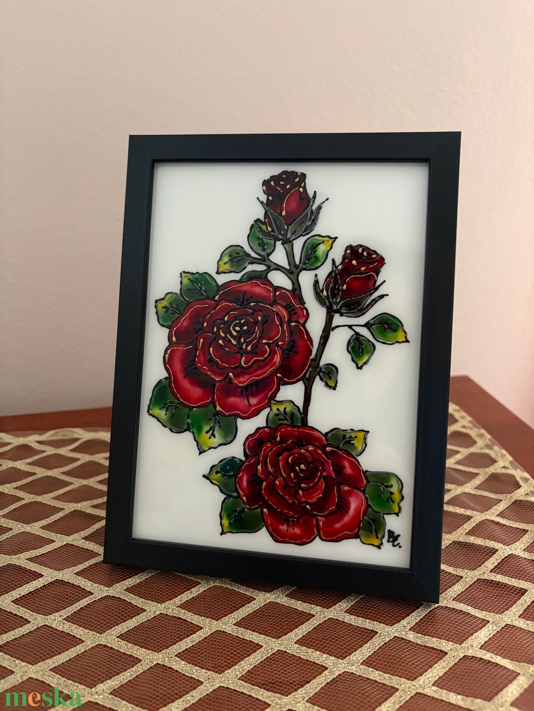 Üvegfestett keretes kép - művészet - festmény - üvegfestmény - Meska.hu