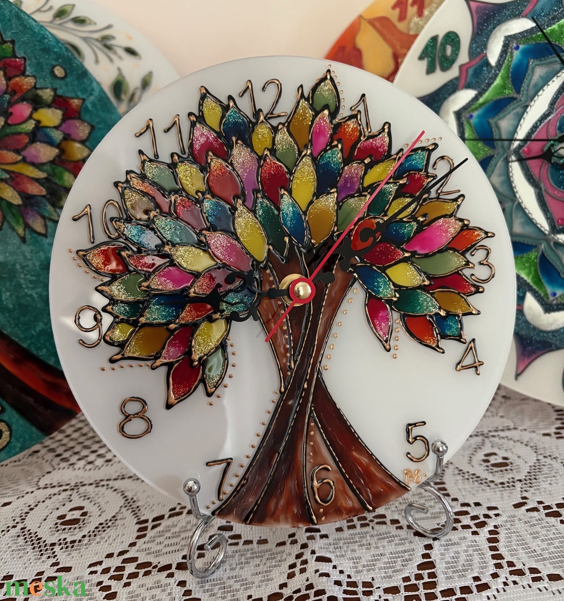 Üvegfestett falióra - otthon & életmód - dekoráció - fali és függő dekoráció - falióra & óra - Meska.hu