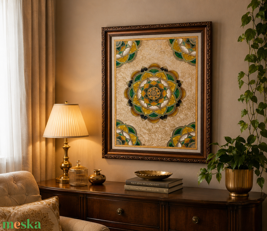 Királyi harmónia elegáns, keretezett mandala - otthon & életmód - dekoráció - spiritualitás - mandala - Meska.hu
