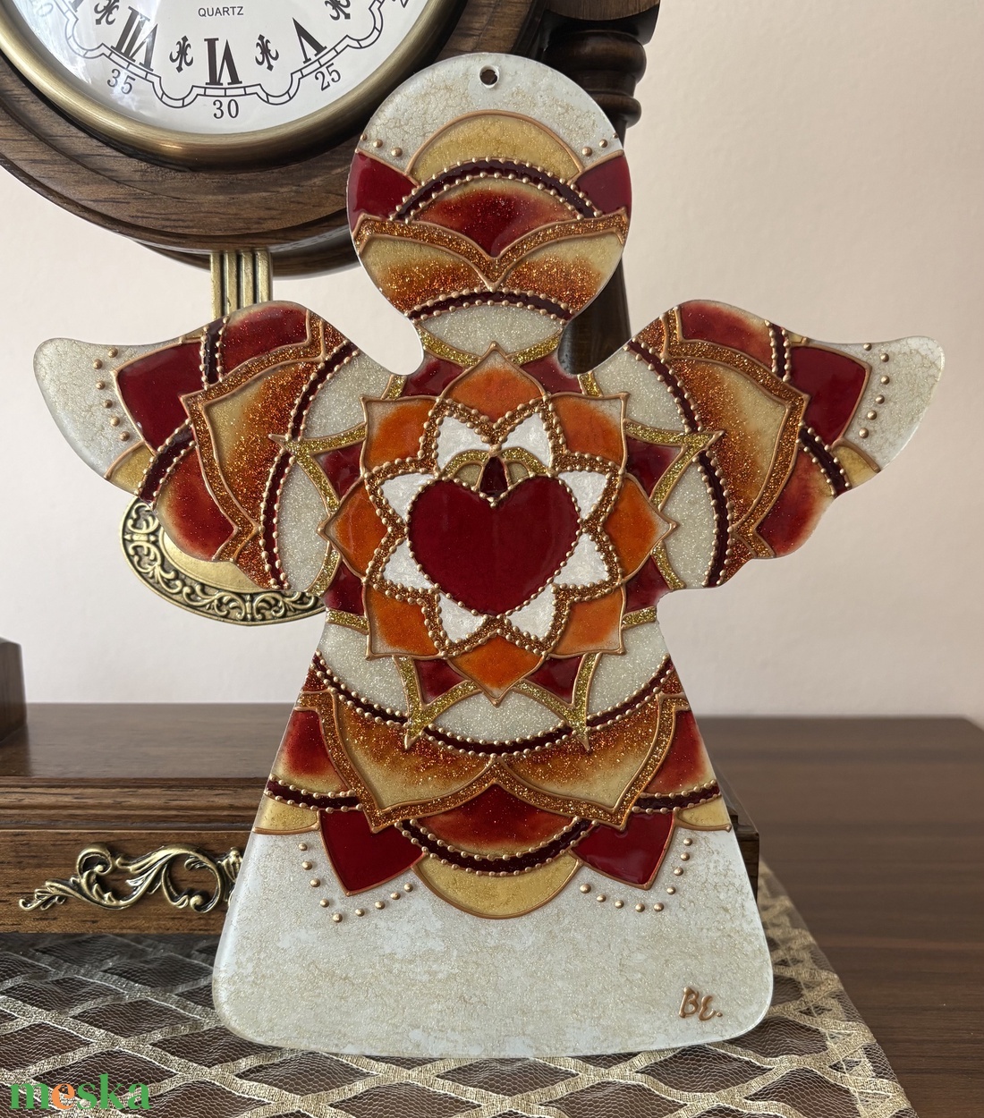 A Szív Fénye � Üvegfestett angyalkás mandala - otthon & életmód - dekoráció - spiritualitás - mandala - Meska.hu