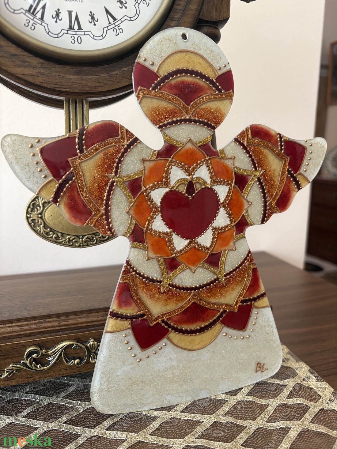 A Szív Fénye � Üvegfestett angyalkás mandala - otthon & életmód - dekoráció - spiritualitás - mandala - Meska.hu