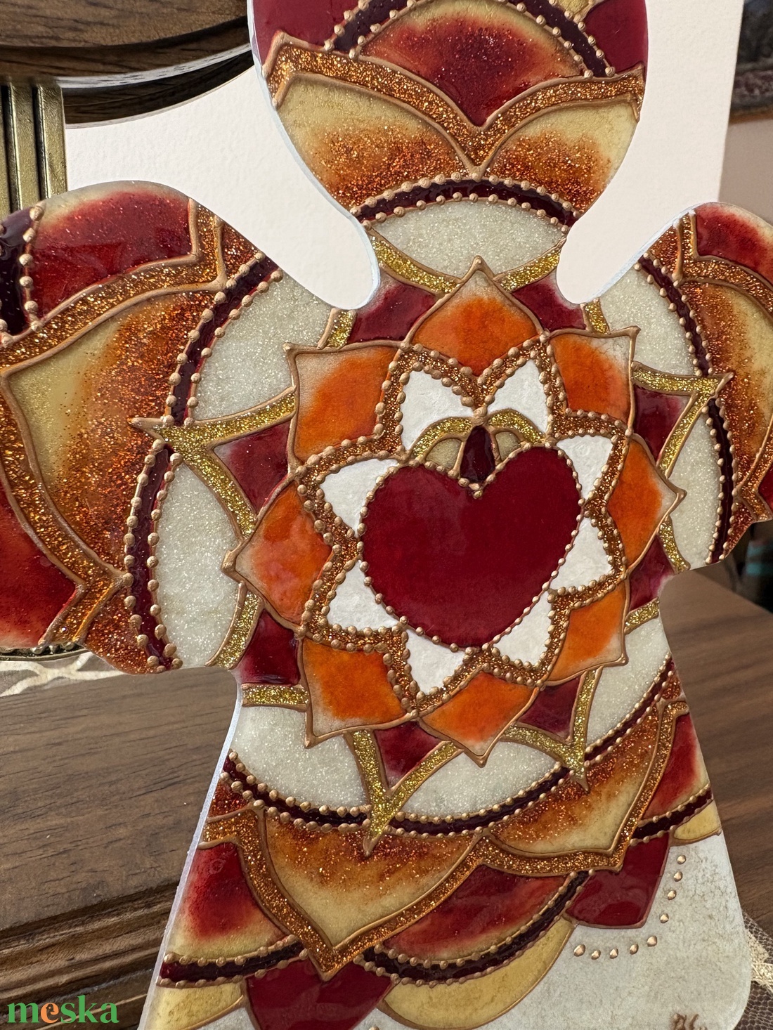 A Szív Fénye � Üvegfestett angyalkás mandala - otthon & életmód - dekoráció - spiritualitás - mandala - Meska.hu