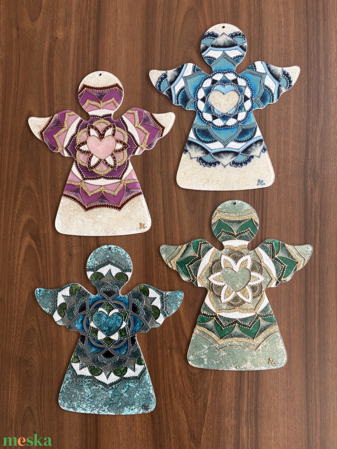 Nyugalom és Bizalom � Üvegfestett angyalkás mandala - otthon & életmód - dekoráció - spiritualitás - mandala - Meska.hu