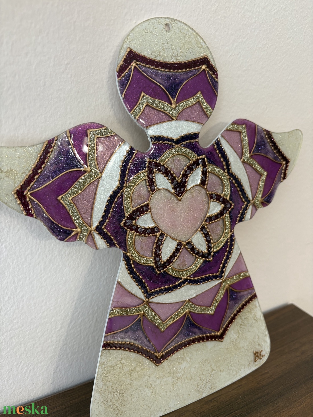 Szeretet és Gyengédség � Üvegfestett angyalkás mandala - otthon & életmód - dekoráció - spiritualitás - mandala - Meska.hu