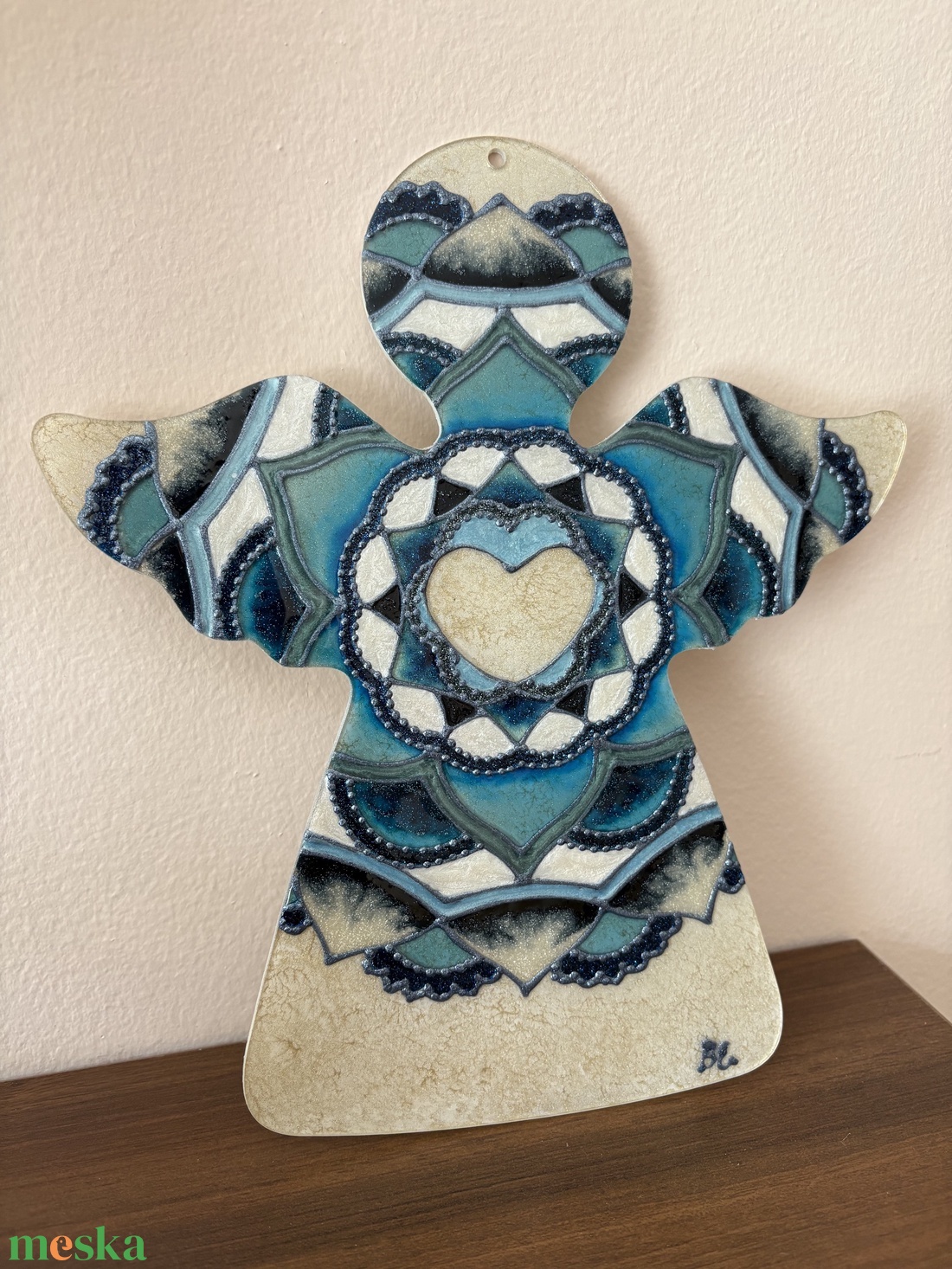 Nyugalom és Bizalom � Üvegfestett angyalkás mandala - otthon & életmód - dekoráció - spiritualitás - mandala - Meska.hu