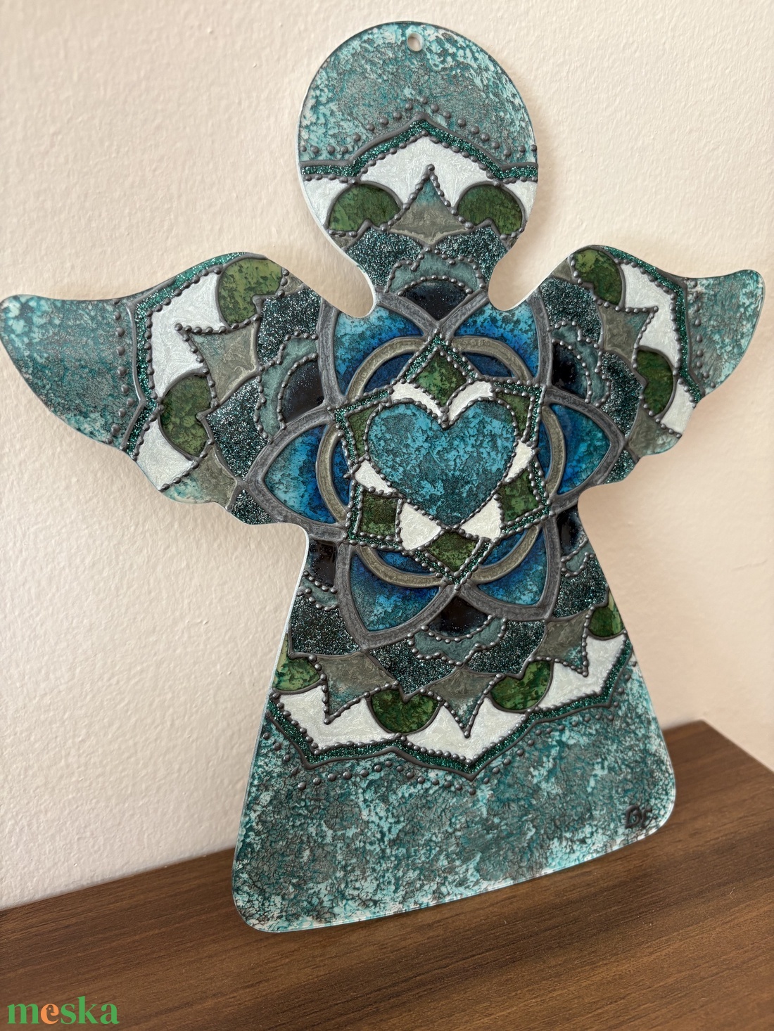 A Természet Ereje � Üvegfestett angyalkás mandala - otthon & életmód - dekoráció - spiritualitás - mandala - Meska.hu