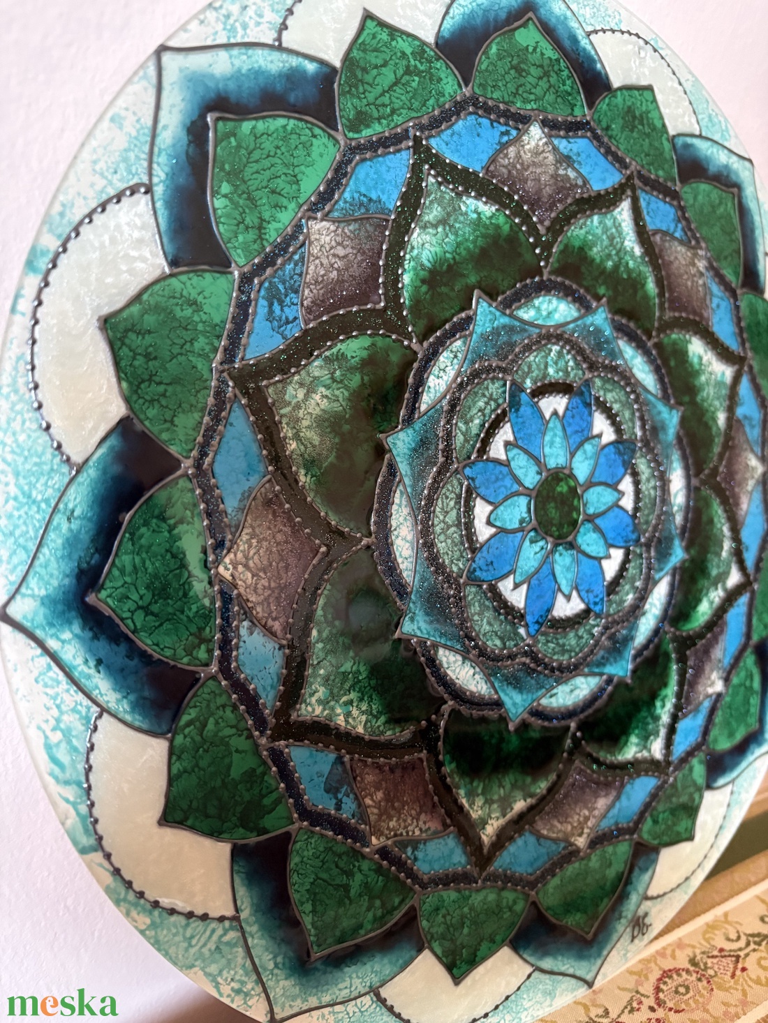 Smaragd Mélység � Üvegfestett mandala - otthon & életmód - dekoráció - spiritualitás - mandala - Meska.hu
