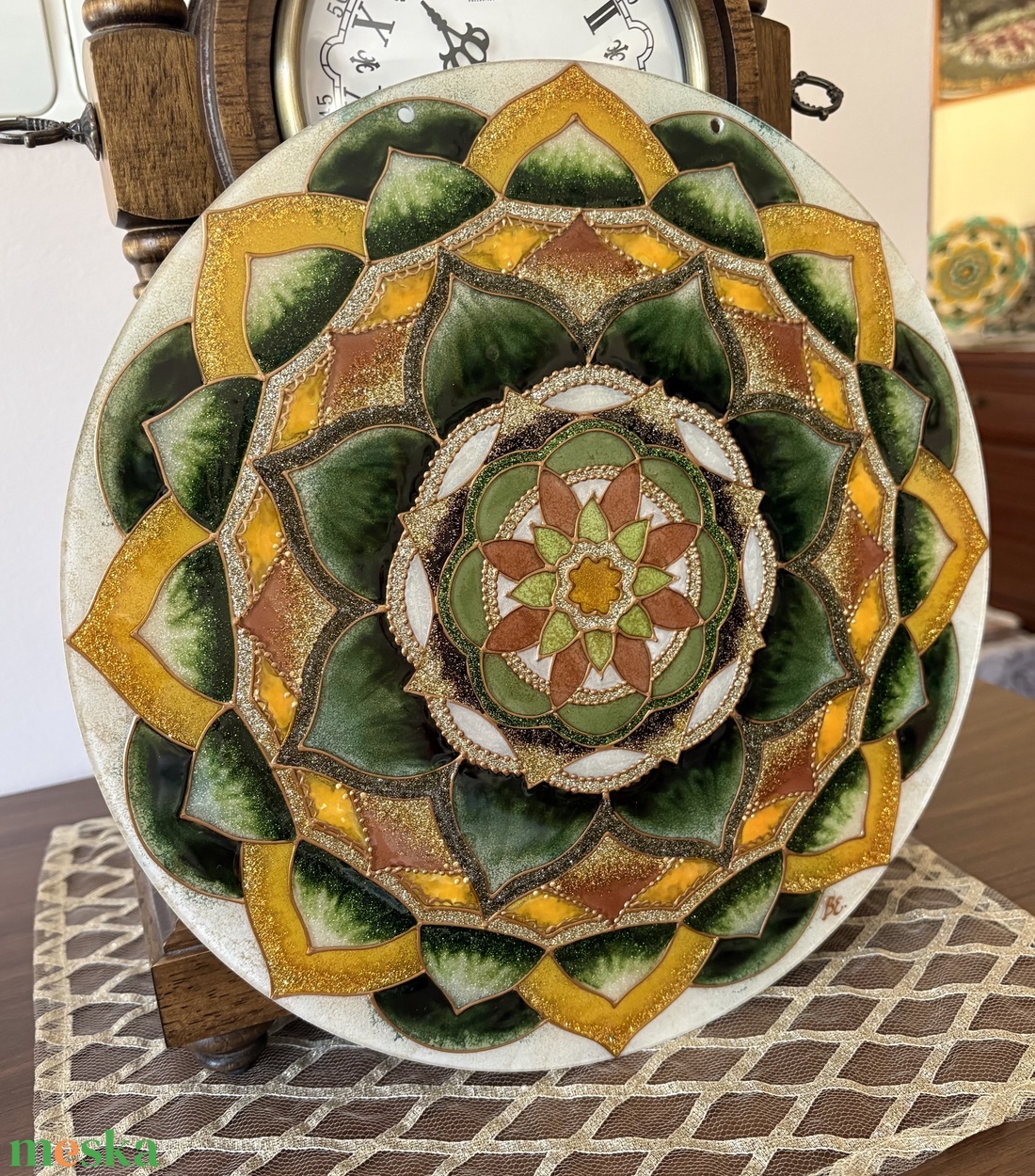 Aranyló Erdő Harmóniája � kézzel készült üvegfestett mandala (30 cm) - otthon & életmód - dekoráció - spiritualitás - mandala - Meska.hu