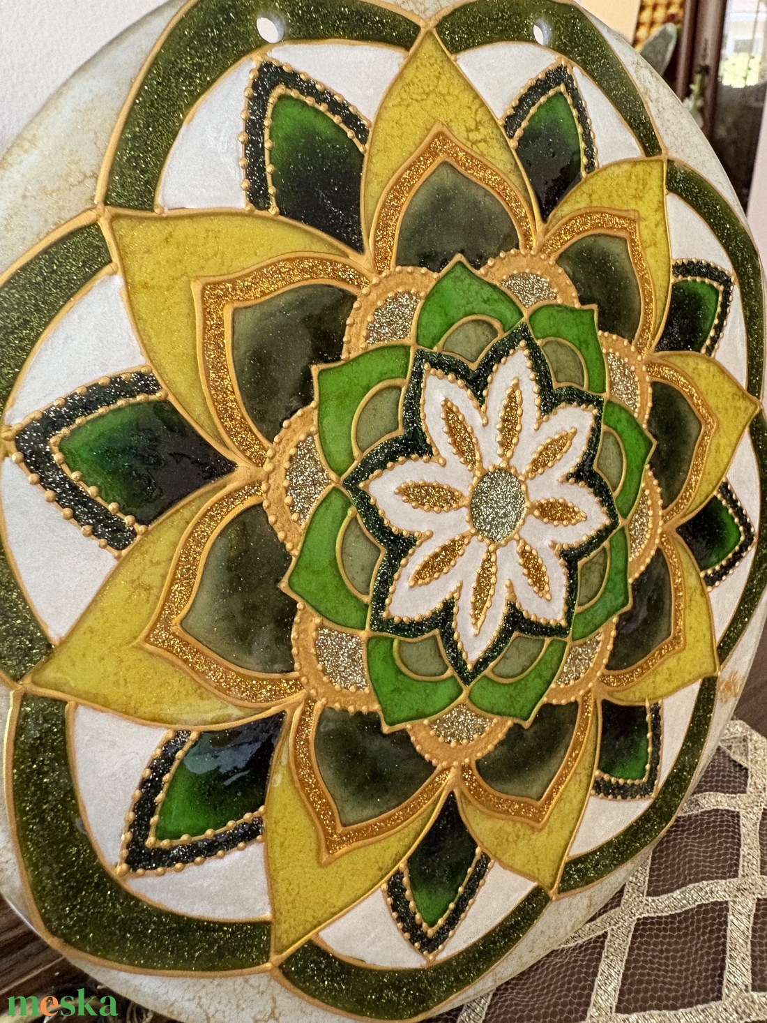 Smaragd Arany � Üvegfestett mandala - otthon & életmód - dekoráció - spiritualitás - mandala - Meska.hu