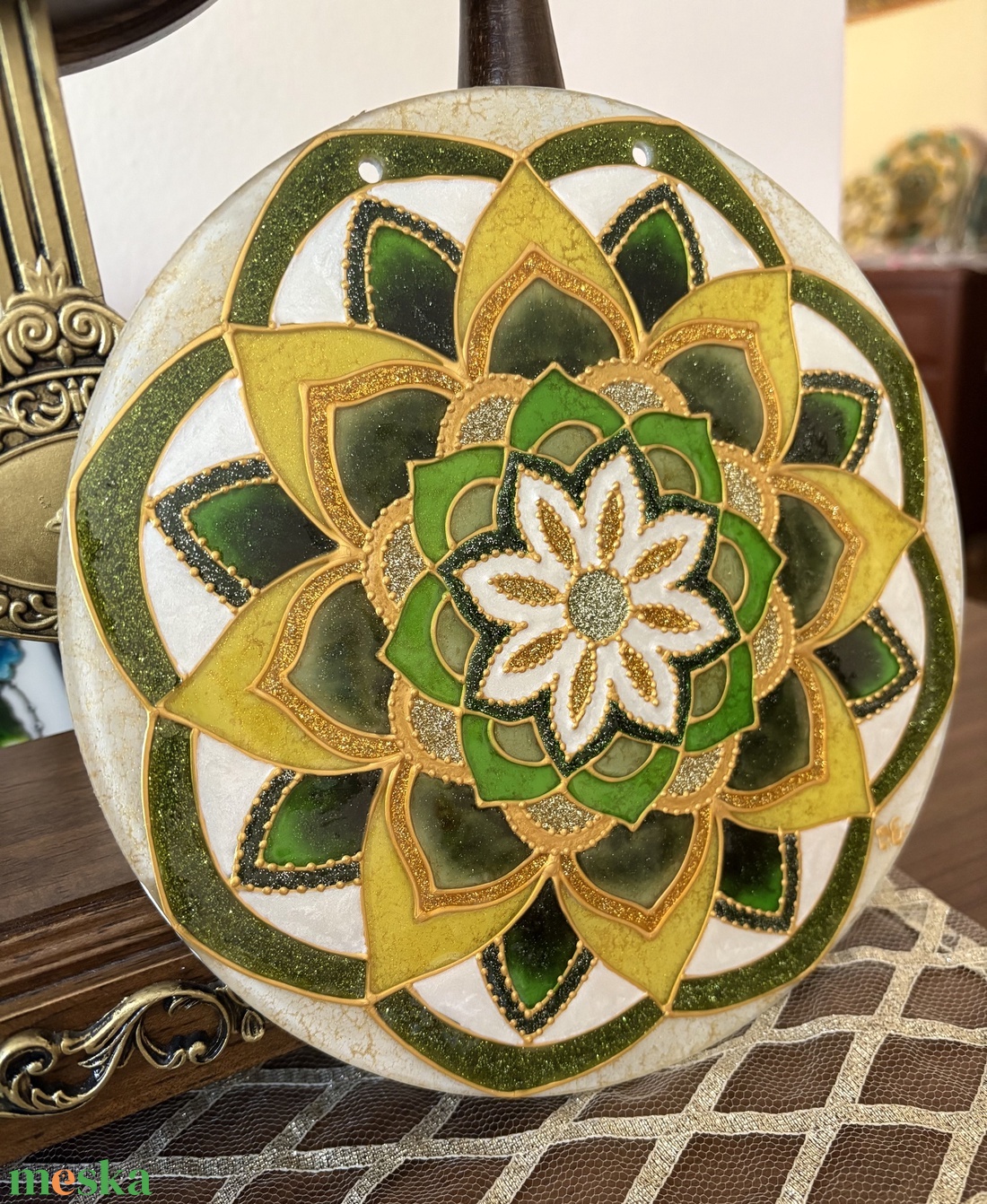 Smaragd Arany � Üvegfestett mandala - otthon & életmód - dekoráció - spiritualitás - mandala - Meska.hu