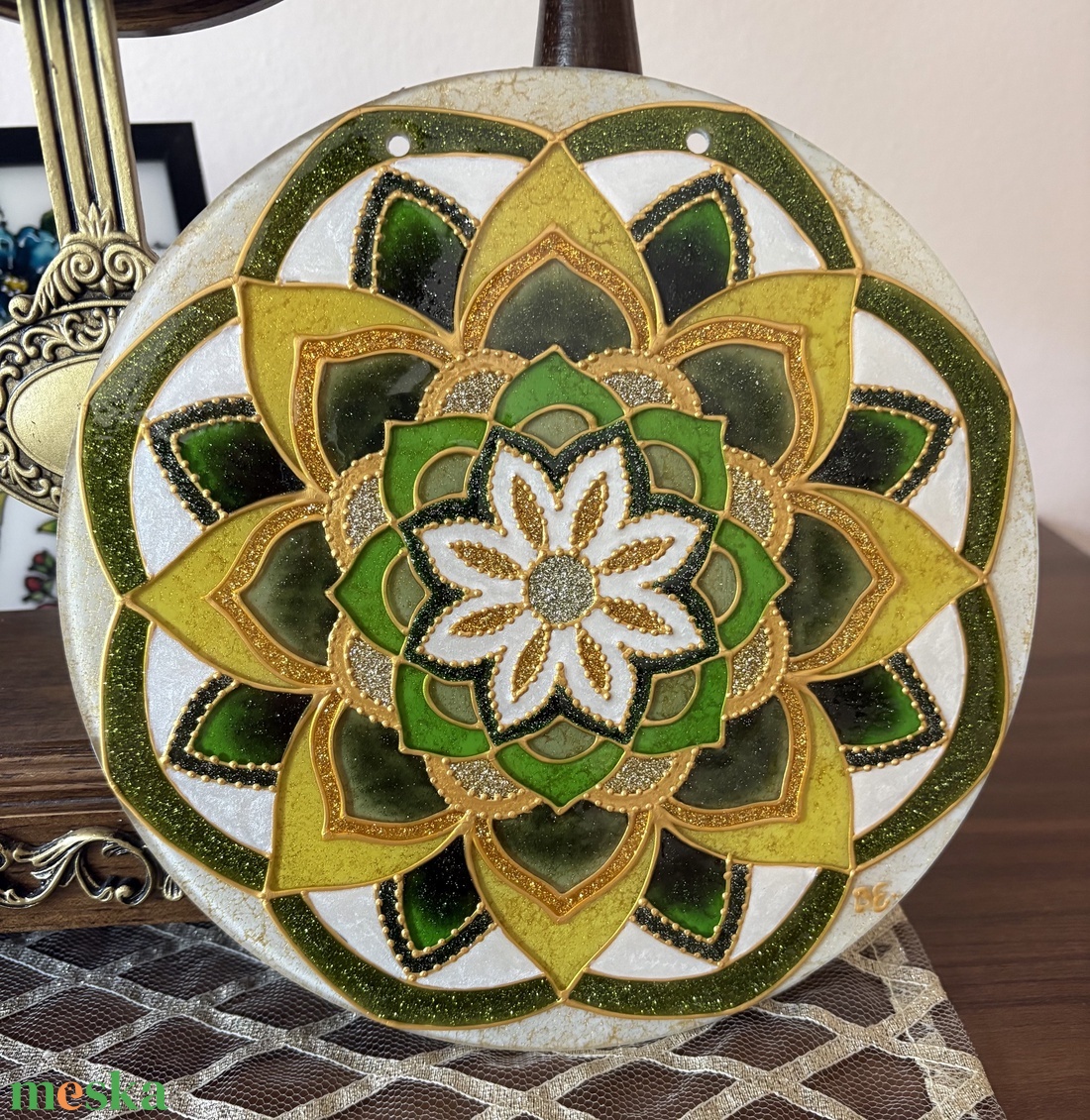 Smaragd Arany � Üvegfestett mandala - otthon & életmód - dekoráció - spiritualitás - mandala - Meska.hu