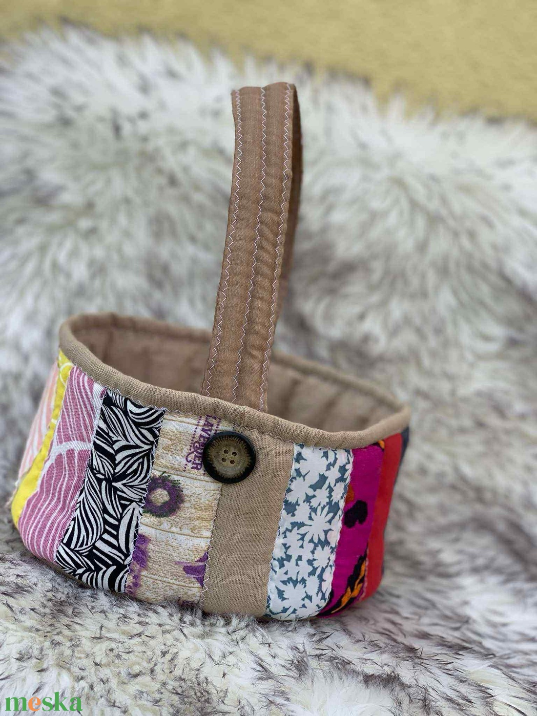 patchwork tároló - otthon & életmód - tárolás & rendszerezés - tárolókosár - Meska.hu