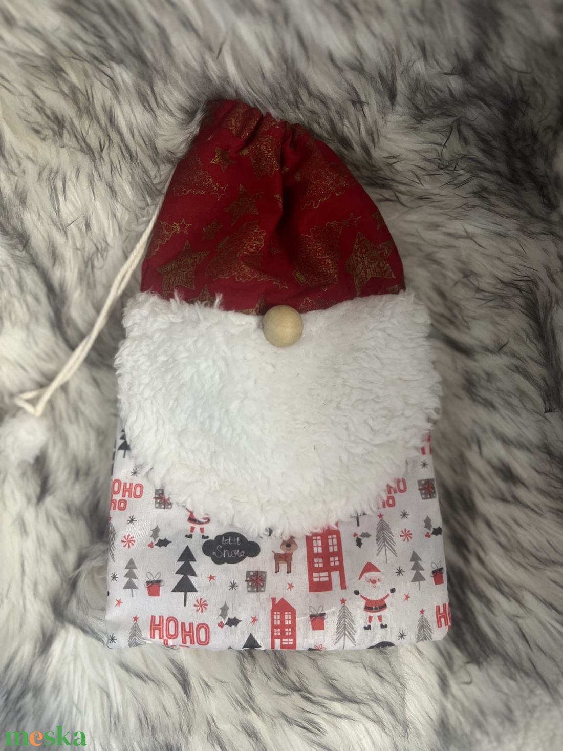 Mikulás zsák szakállal - karácsony - mikulás - mikulás zsák - Meska.hu