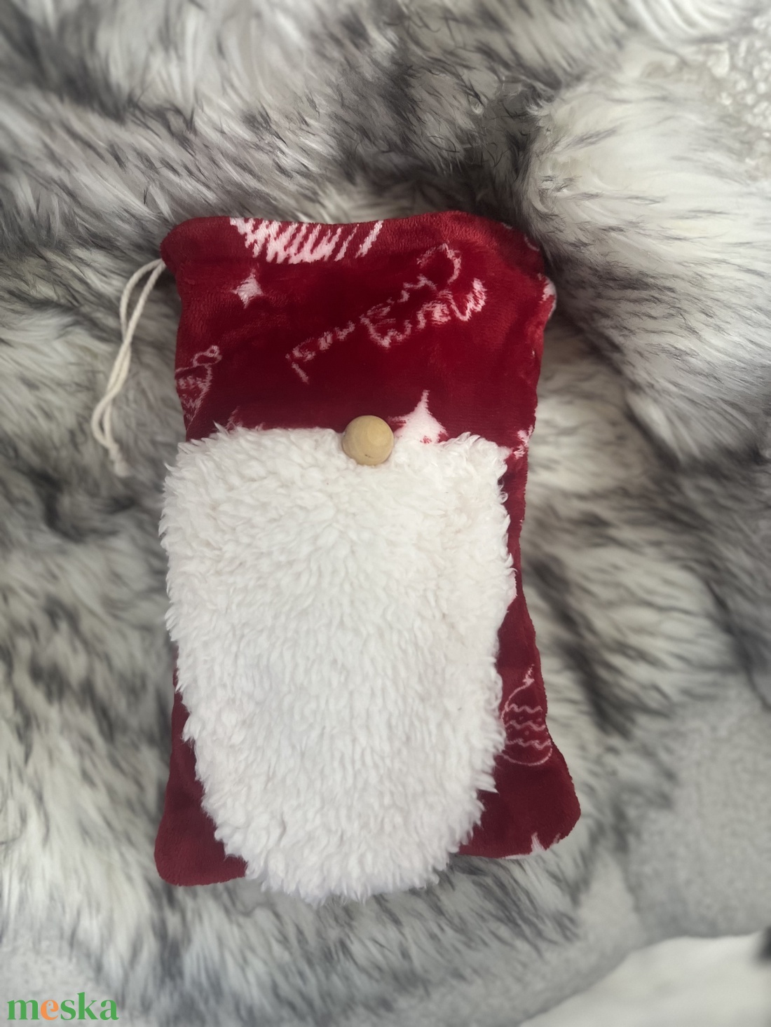 Mikulás zsák szakállal - karácsony - mikulás - mikulás zsák - Meska.hu