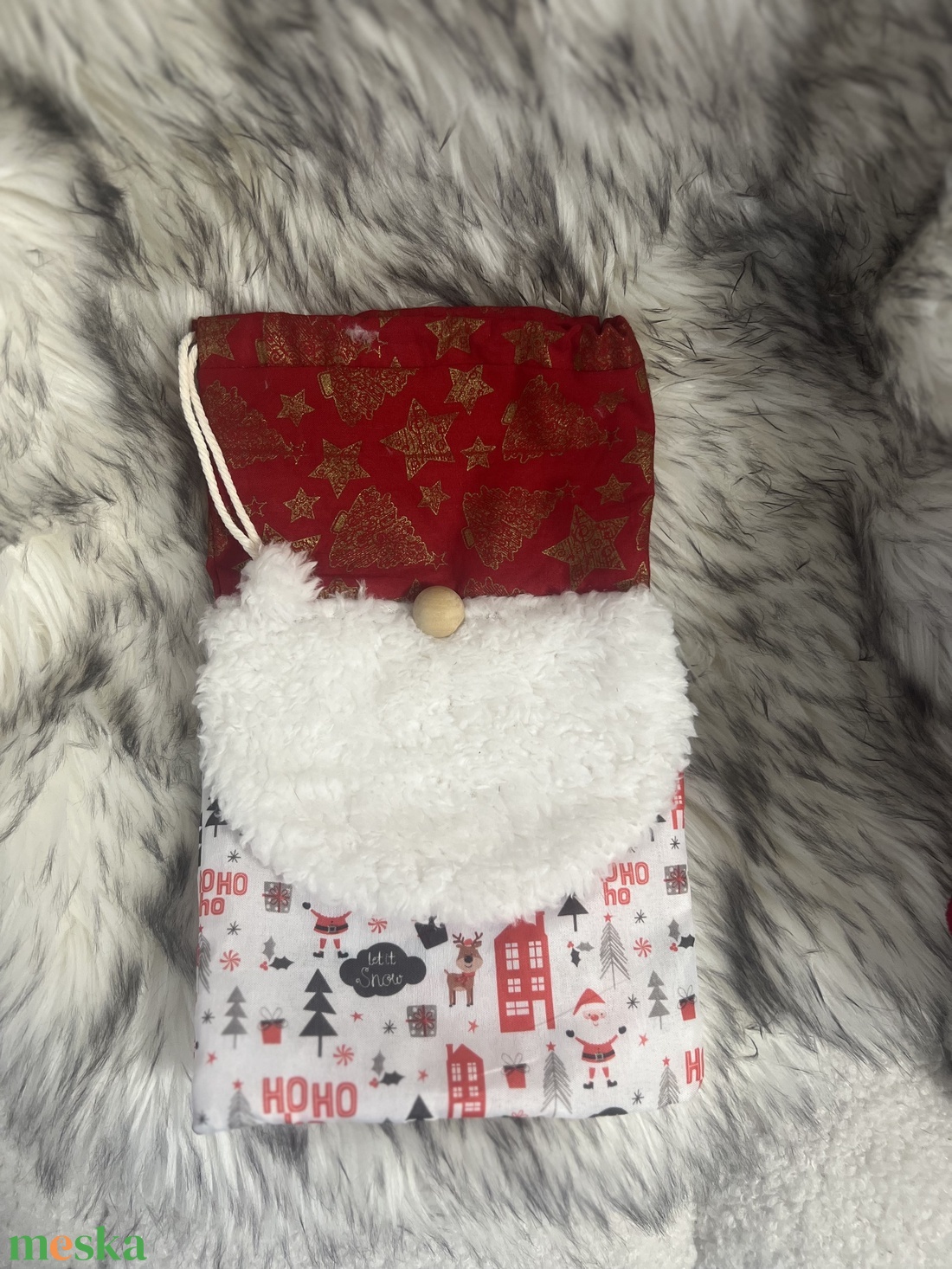 Mikulás zsák szakállal - karácsony - mikulás - mikulás zsák - Meska.hu