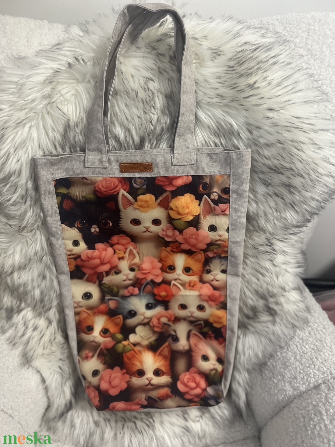 Cicás szatyor - táska & tok - bevásárlás & shopper táska - shopper, textiltáska, szatyor - Meska.hu