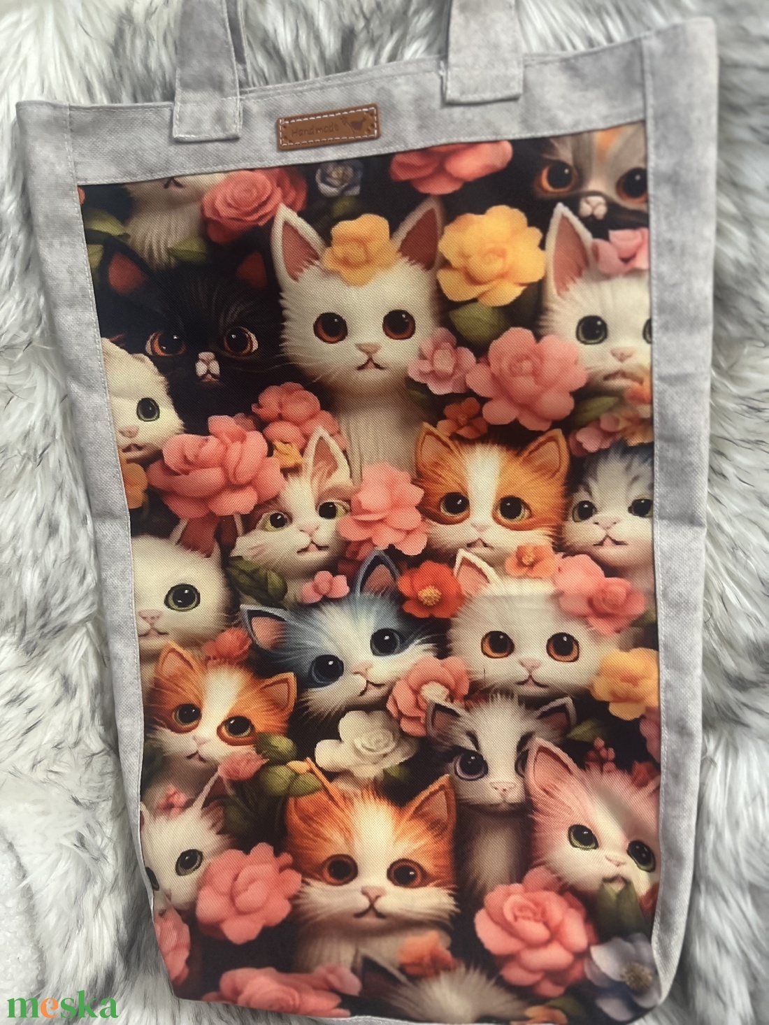 Cicás szatyor - táska & tok - bevásárlás & shopper táska - shopper, textiltáska, szatyor - Meska.hu