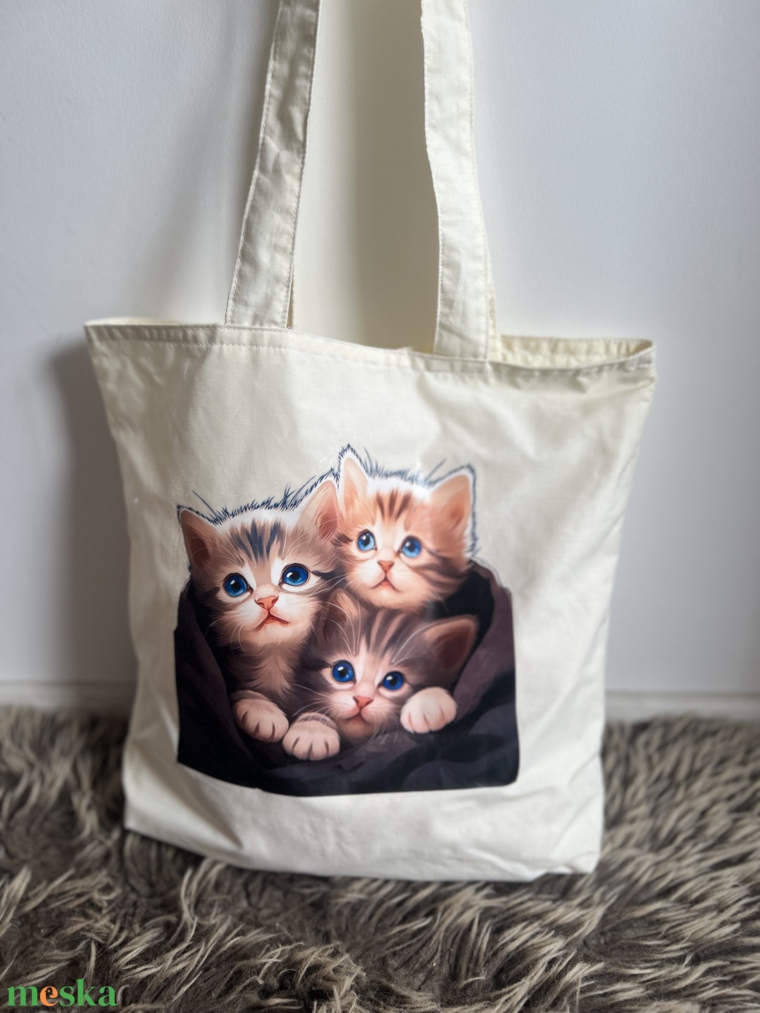 Cicás szatyor - táska & tok - bevásárlás & shopper táska - shopper, textiltáska, szatyor - Meska.hu