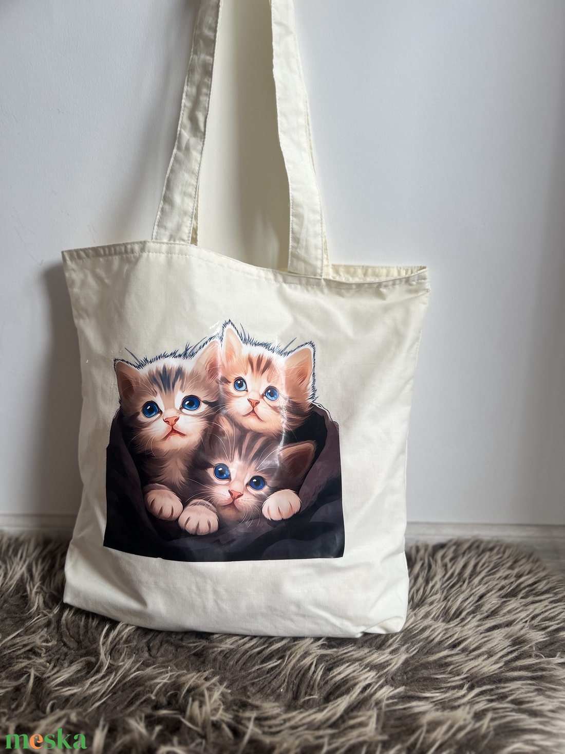 Cicás szatyor - táska & tok - bevásárlás & shopper táska - shopper, textiltáska, szatyor - Meska.hu