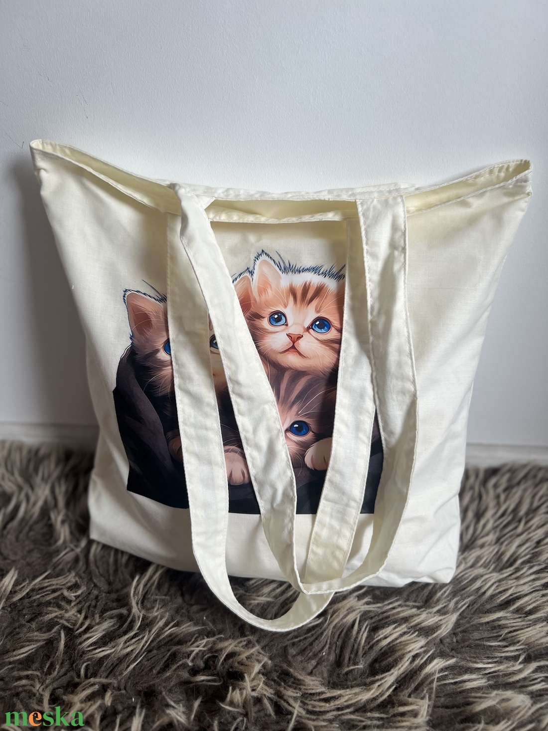 Cicás szatyor - táska & tok - bevásárlás & shopper táska - shopper, textiltáska, szatyor - Meska.hu