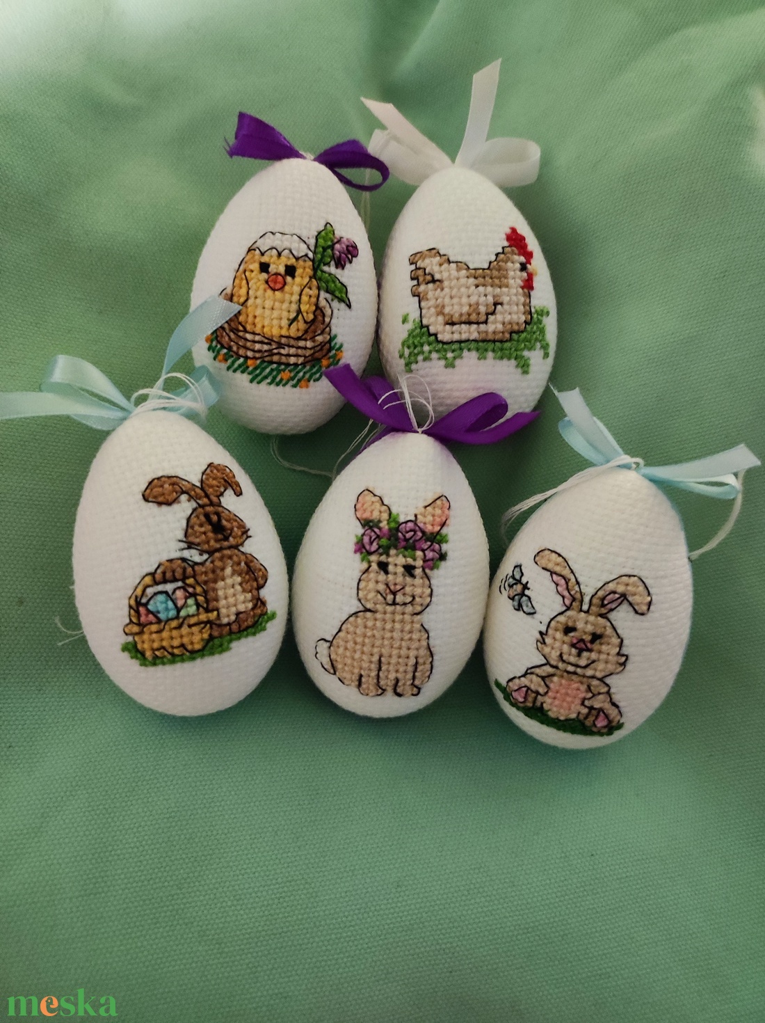 Keresztszemes húsvéti tojás - állatos - művészet - textilkép - keresztszemes - Meska.hu