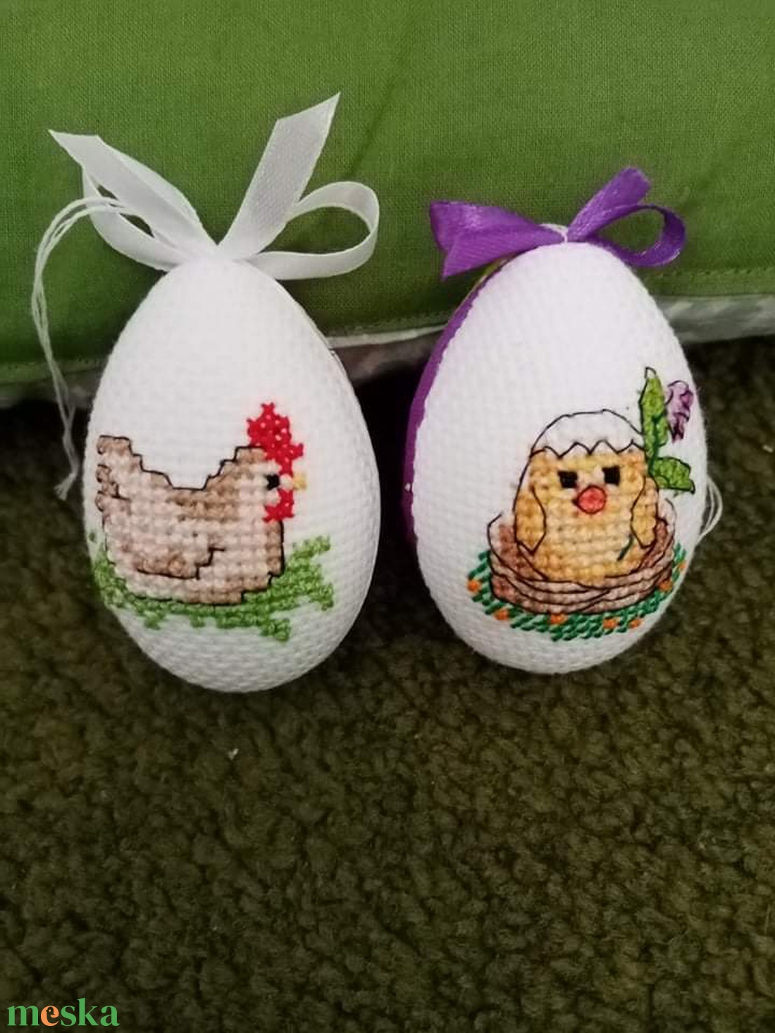 Keresztszemes húsvéti tojás - állatos - művészet - textilkép - keresztszemes - Meska.hu