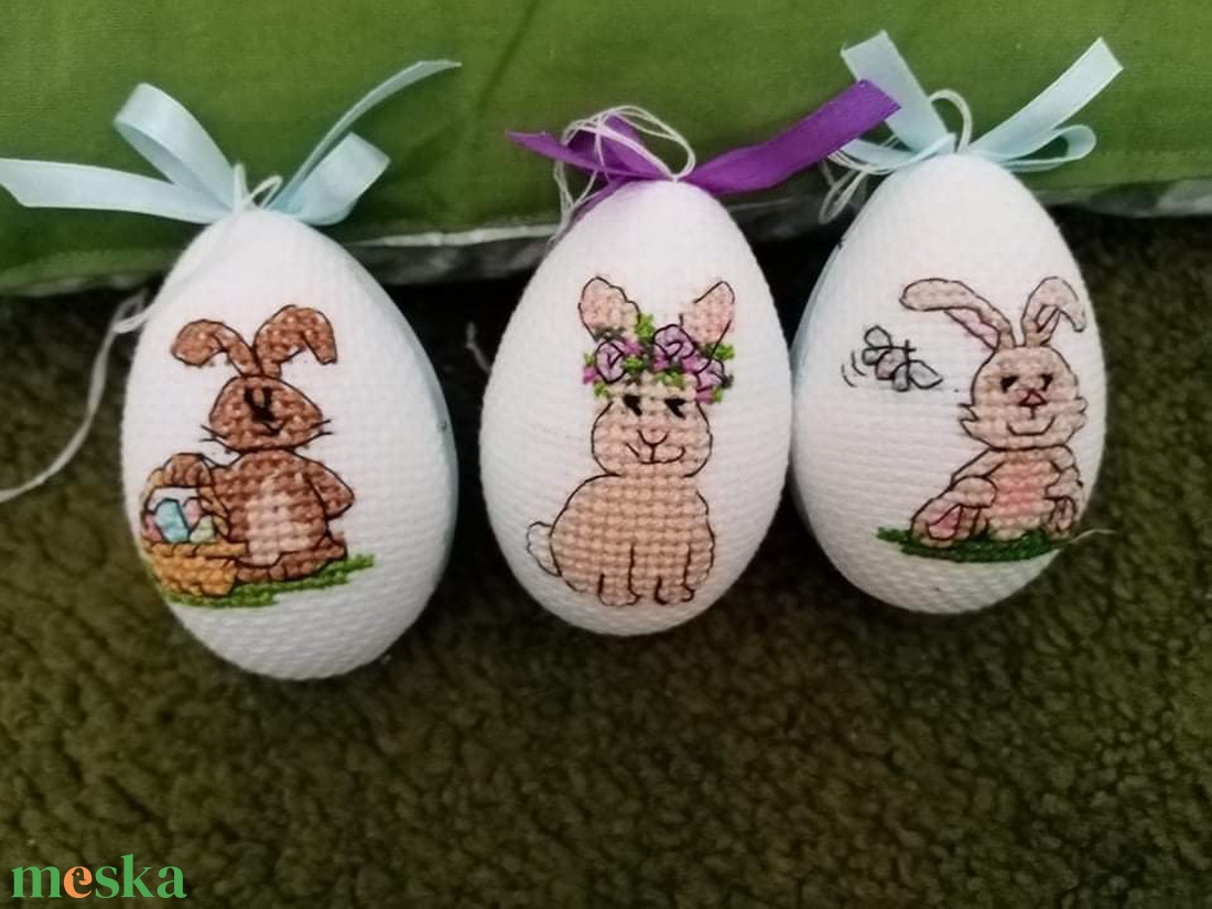 Keresztszemes húsvéti tojás - állatos - művészet - textilkép - keresztszemes - Meska.hu
