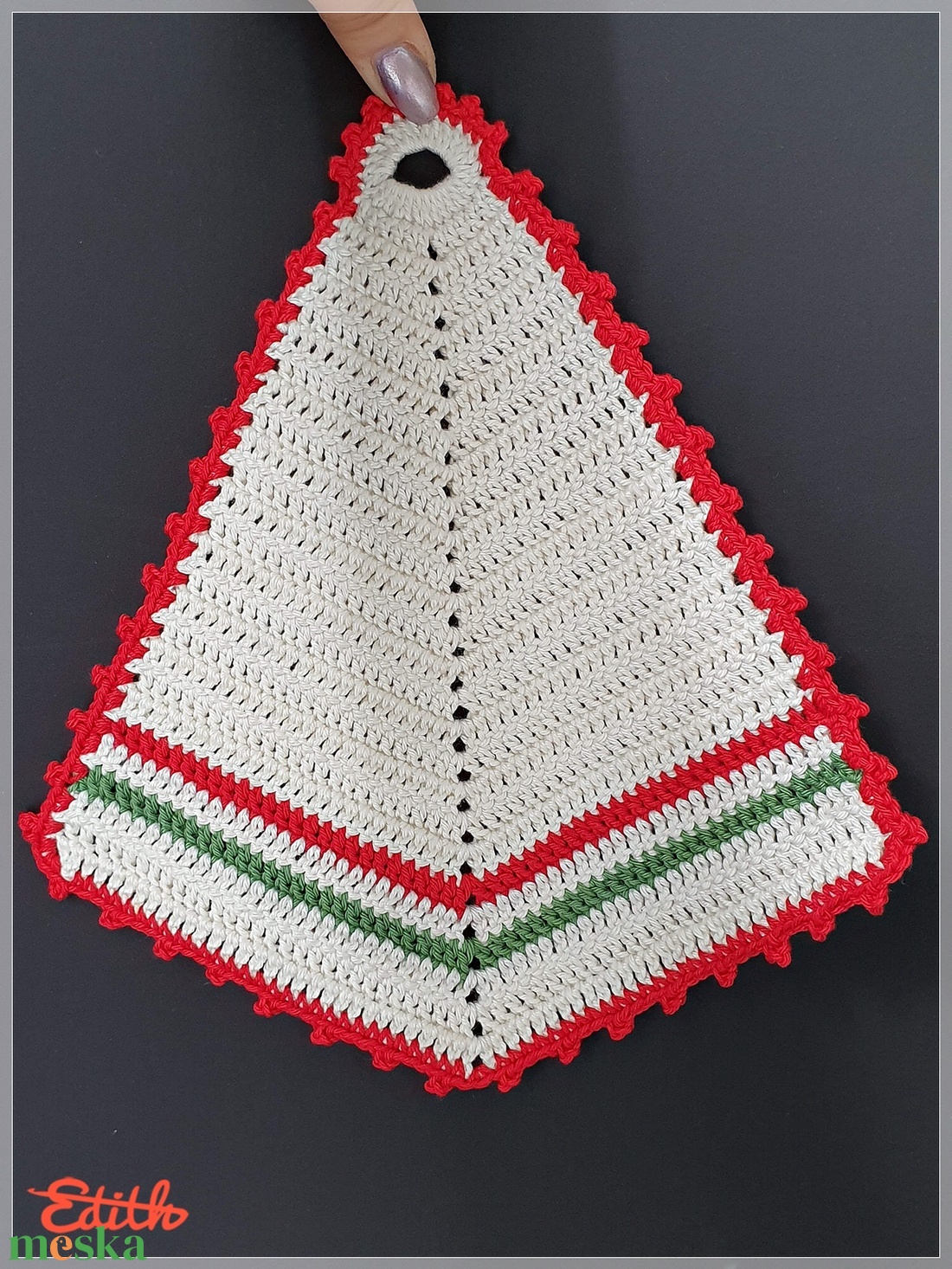 Horgolt edényfogó Nemzeti színekkel - otthon & életmód - konyhafelszerelés, tálalás - konyhai textil - edényfogó & edényfedő - Meska.hu