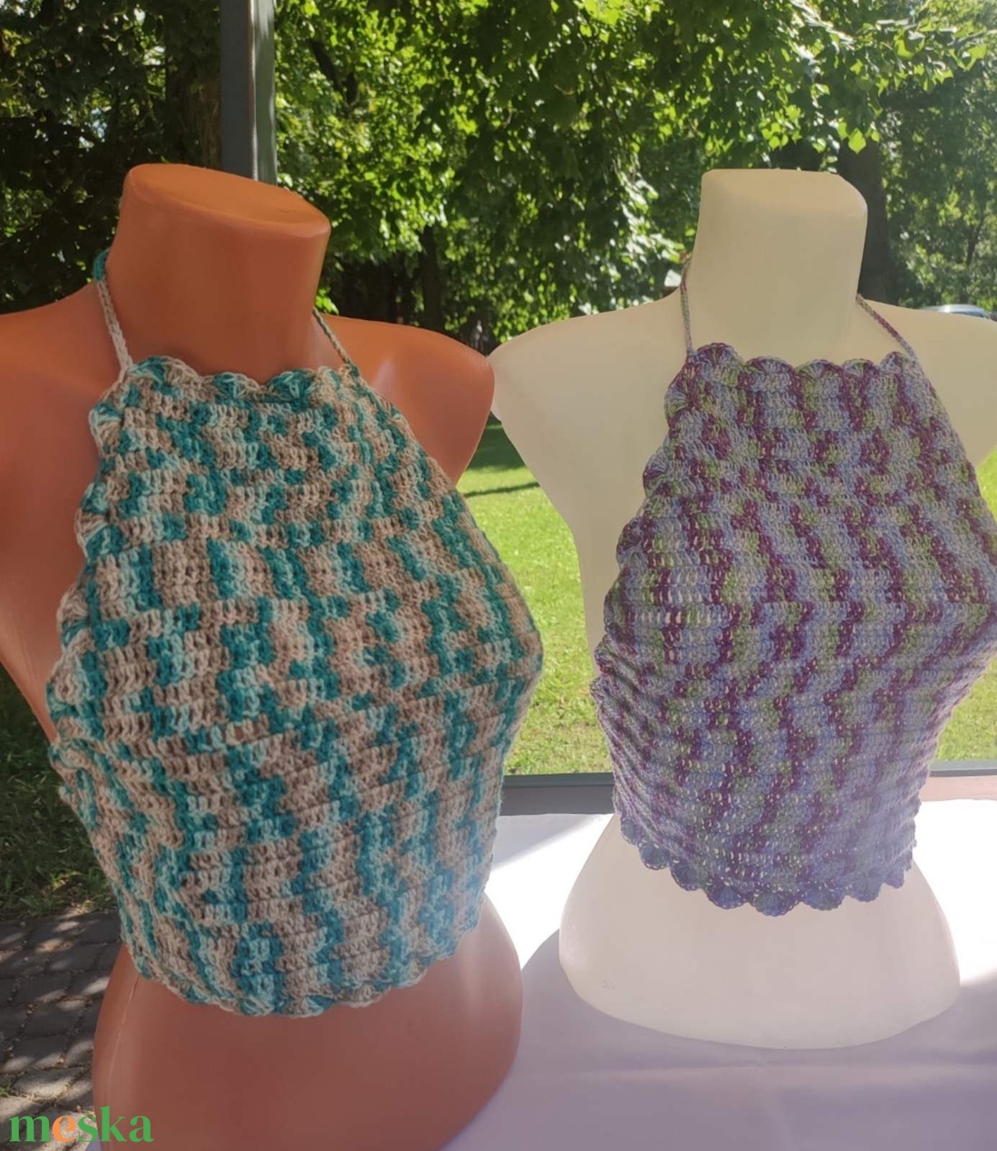 EDO Candy � kézzel horgolt színes crop top, fiatalos nyári felső 100% pamut - ruha & divat - női ruha - top - Meska.hu