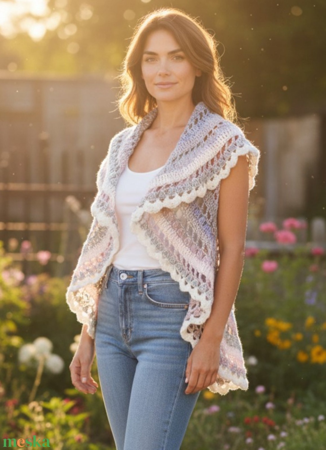 EDO � Harmony Mandala horgolt körmellény, romantikus, látványos színátmenetes boho női mellény - ruha & divat - női ruha - mellény - Meska.hu