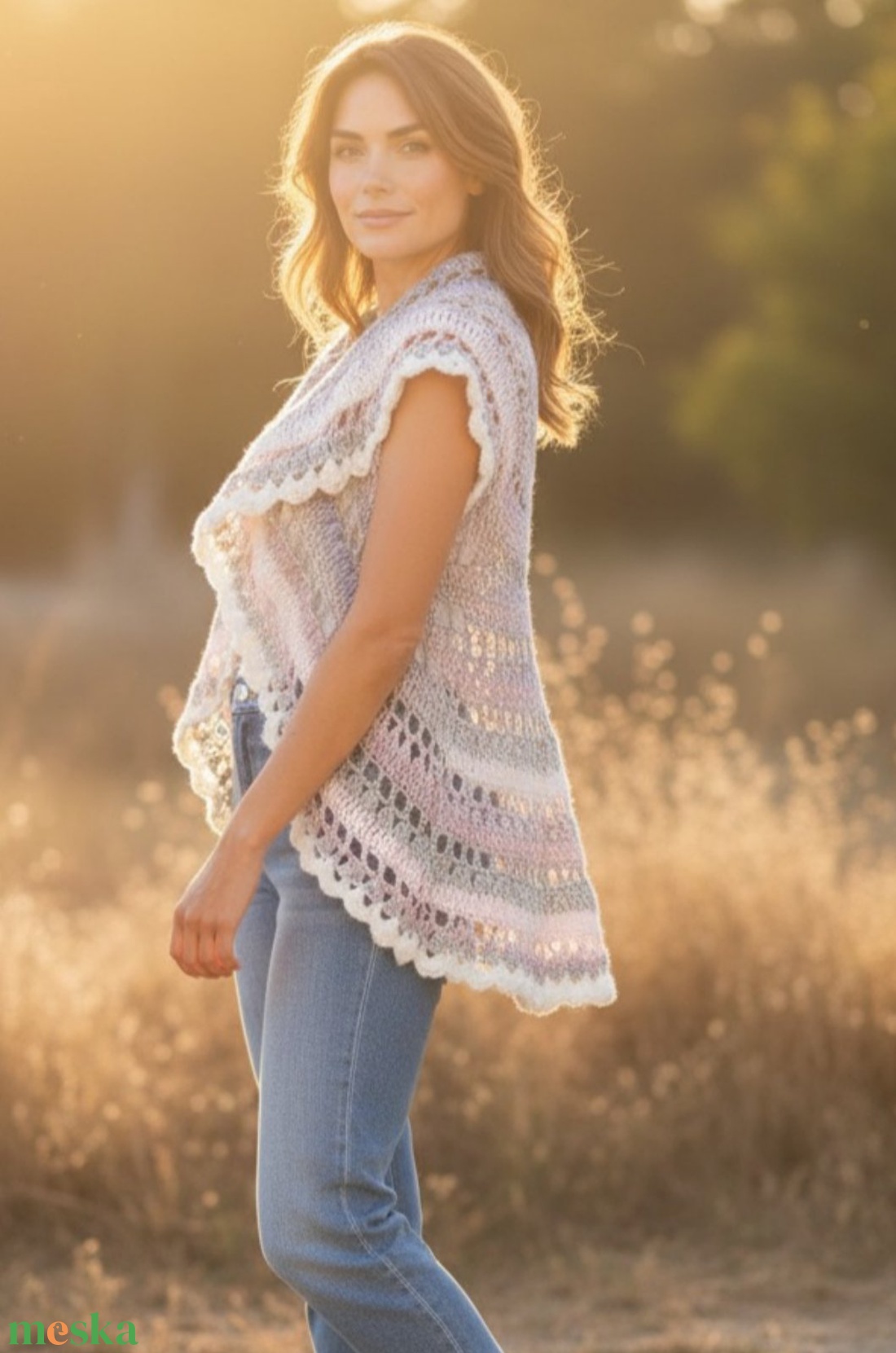 EDO � Harmony Mandala horgolt körmellény, romantikus, látványos színátmenetes boho női mellény - ruha & divat - női ruha - mellény - Meska.hu