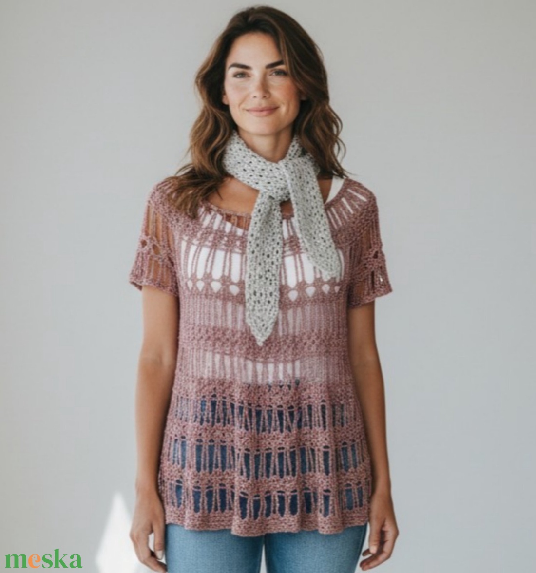 EDO � Silky Breeze, krémbarna horgolt felső - ruha & divat - női ruha - blúz - Meska.hu