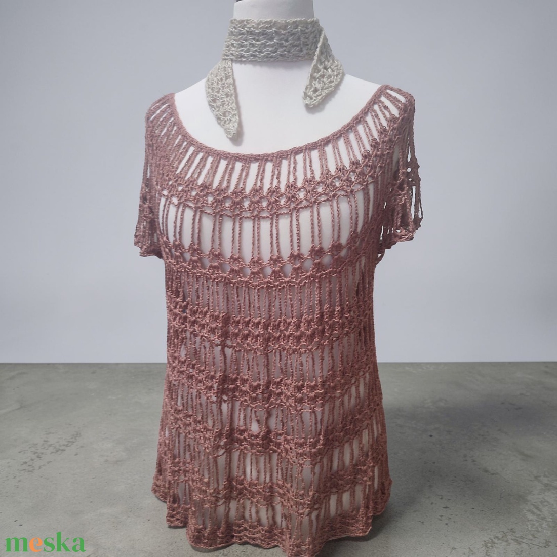 EDO � Silky Breeze, krémbarna horgolt felső - ruha & divat - női ruha - blúz - Meska.hu