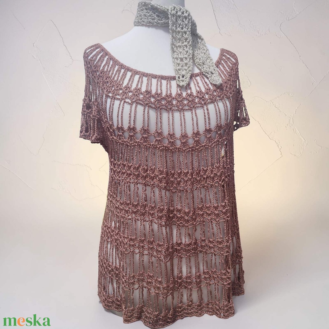 EDO � Silky Breeze, krémbarna horgolt felső - ruha & divat - női ruha - blúz - Meska.hu