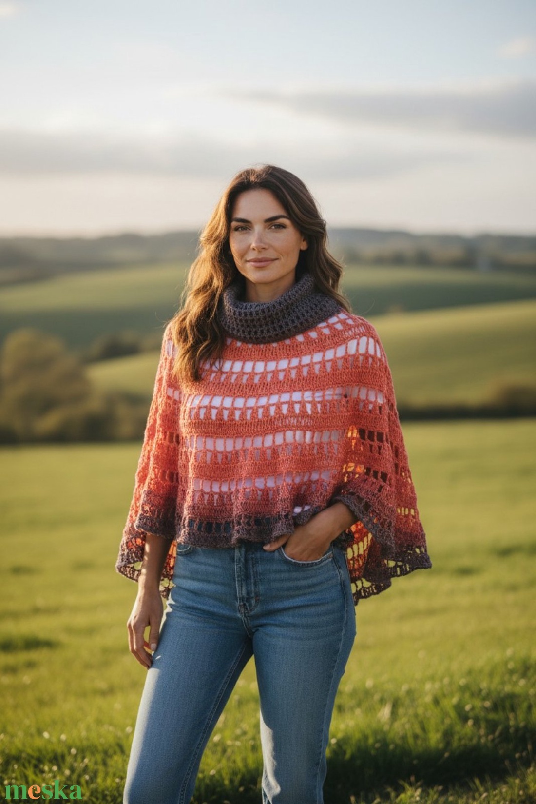 EDO-aszimmetrikus mandala poncsó - ruha & divat - női ruha - poncsó - Meska.hu