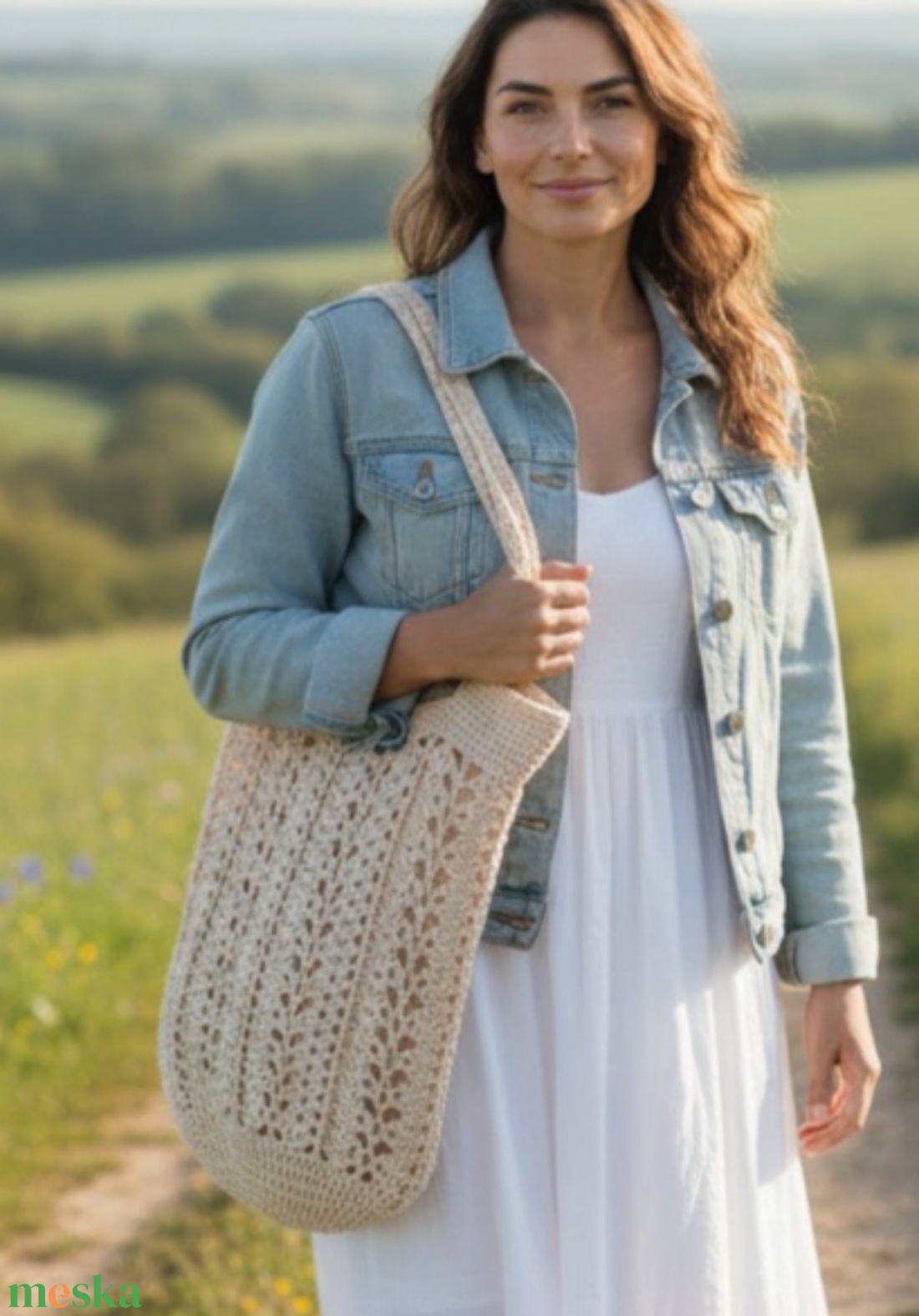 NATURA Shopper mindennapra �  horgolt natúr pamut táska, könnyű nyári darab - táska & tok - kézitáska & válltáska - válltáska - Meska.hu