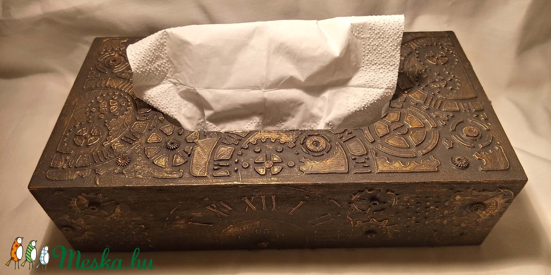 Steampunk stílusú  papírzsepkendő tartó doboz. 27 x 14 x 7 cm. - otthon & életmód - dekoráció - Meska.hu