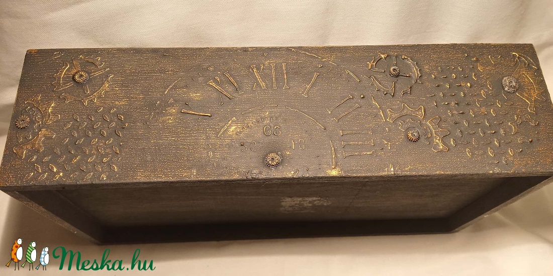 Steampunk stílusú  papírzsepkendő tartó doboz. 27 x 14 x 7 cm. - otthon & életmód - dekoráció - Meska.hu