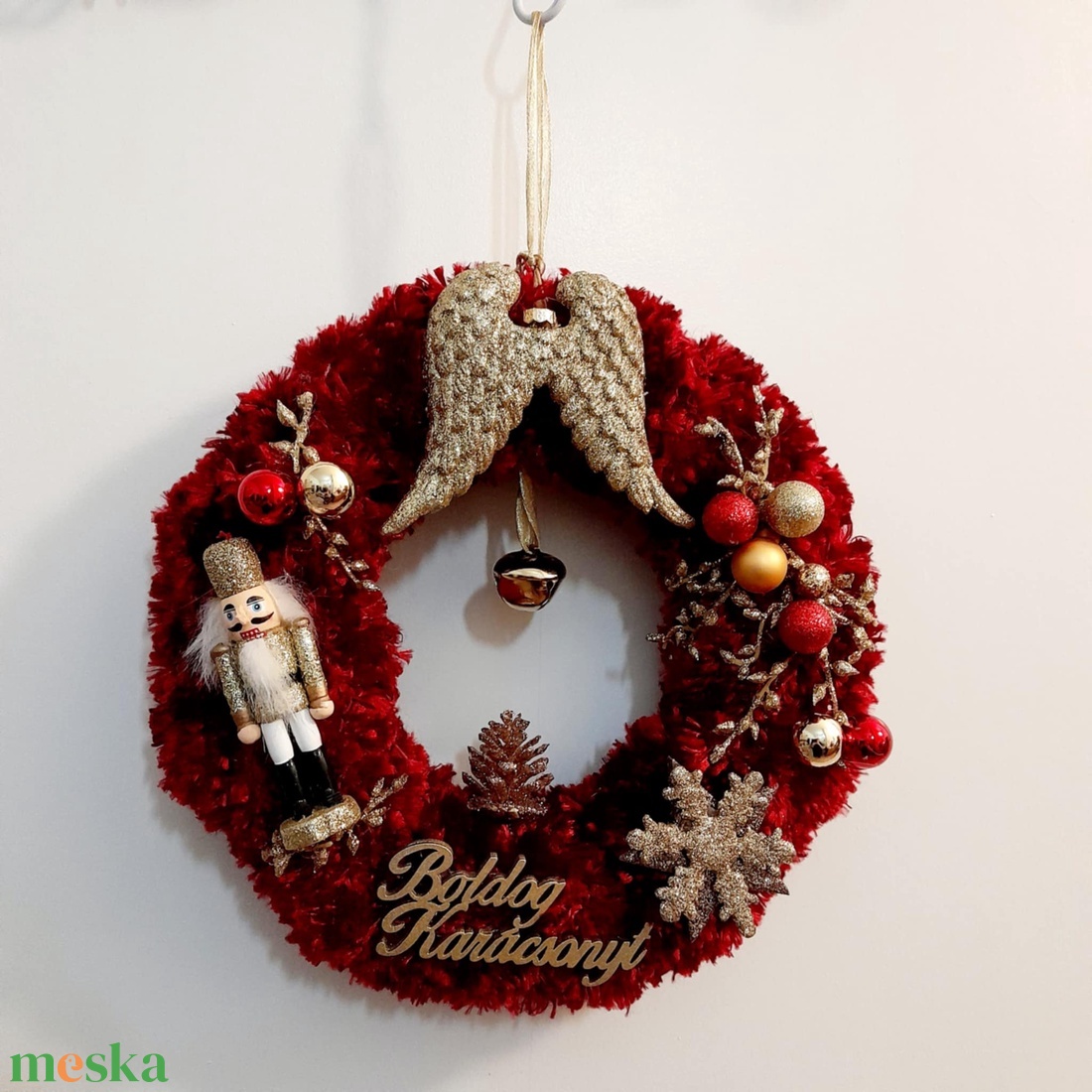 Karácsonyi ajtódísz.28 cm - karácsony - karácsonyi lakásdekoráció - karácsonyi ajtódíszek - Meska.hu